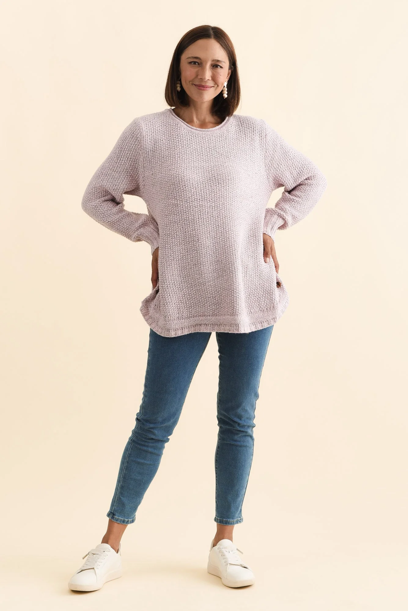 Lucas Pink Knit Button Sweater - Image 6