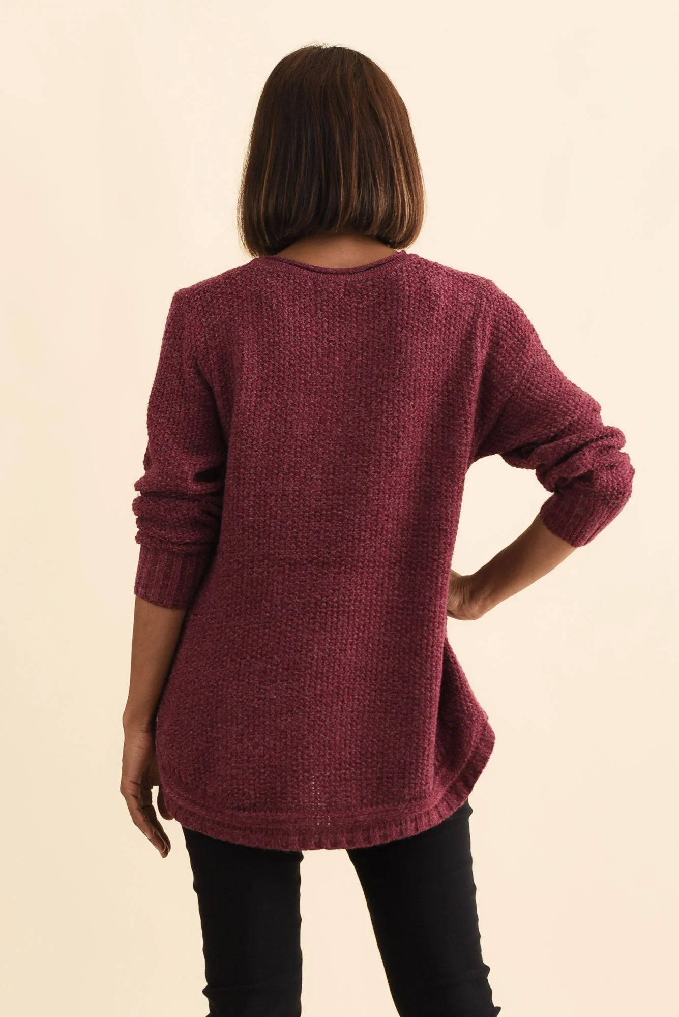 Lucas Plum Knit Button Sweater - Image 4