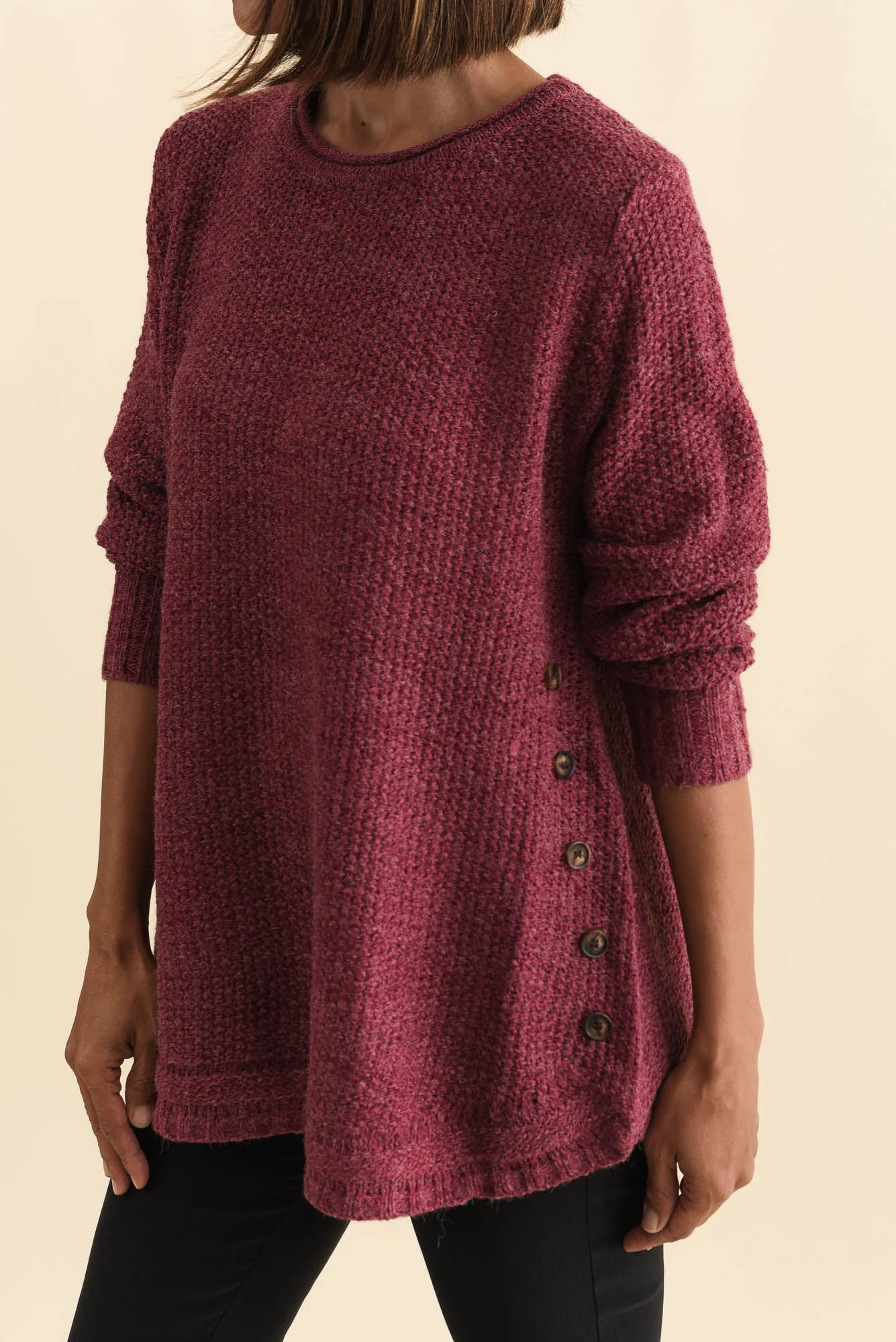 Lucas Plum Knit Button Sweater - Image 5