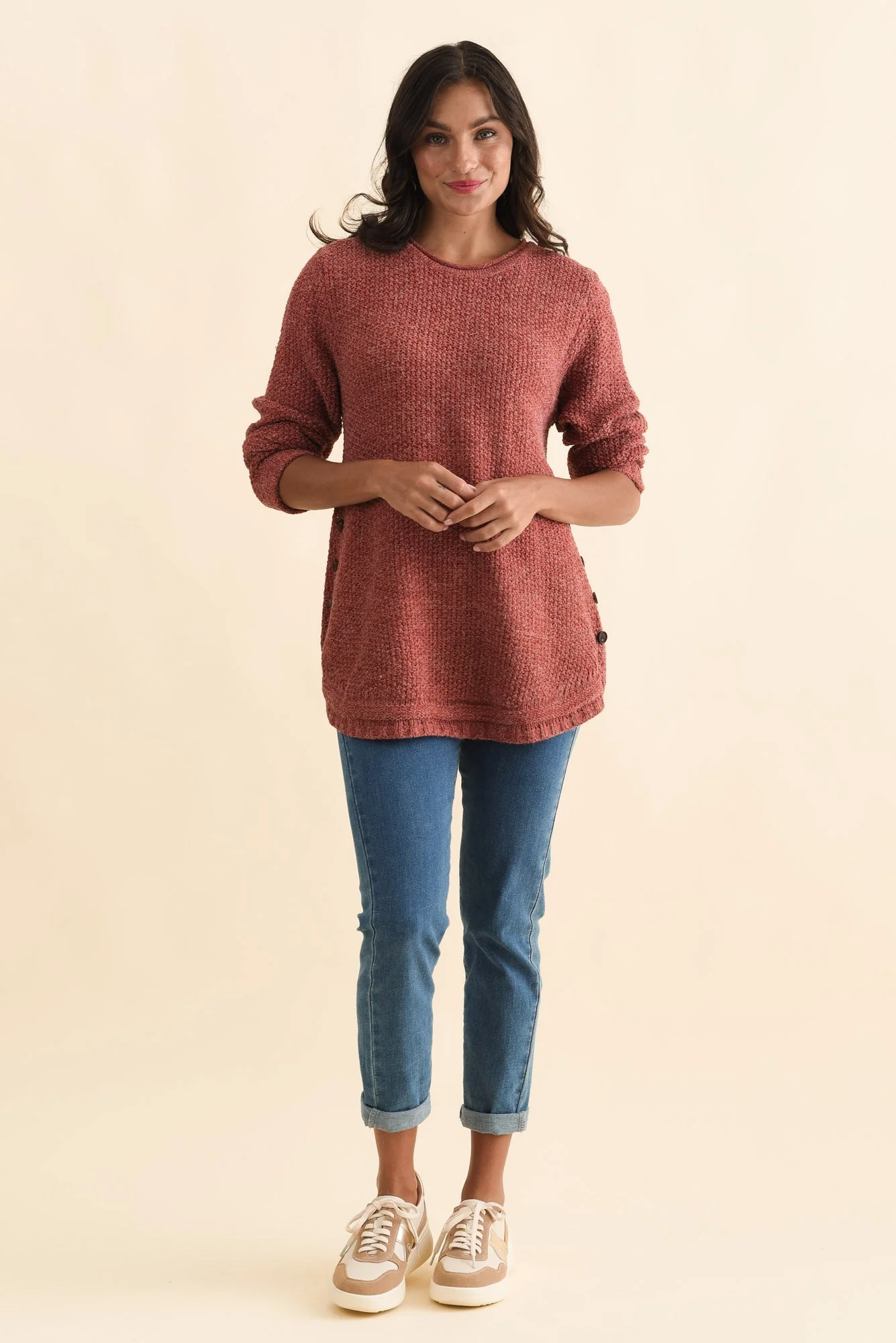 Lucas Rust Knit Button Sweater - Image 2