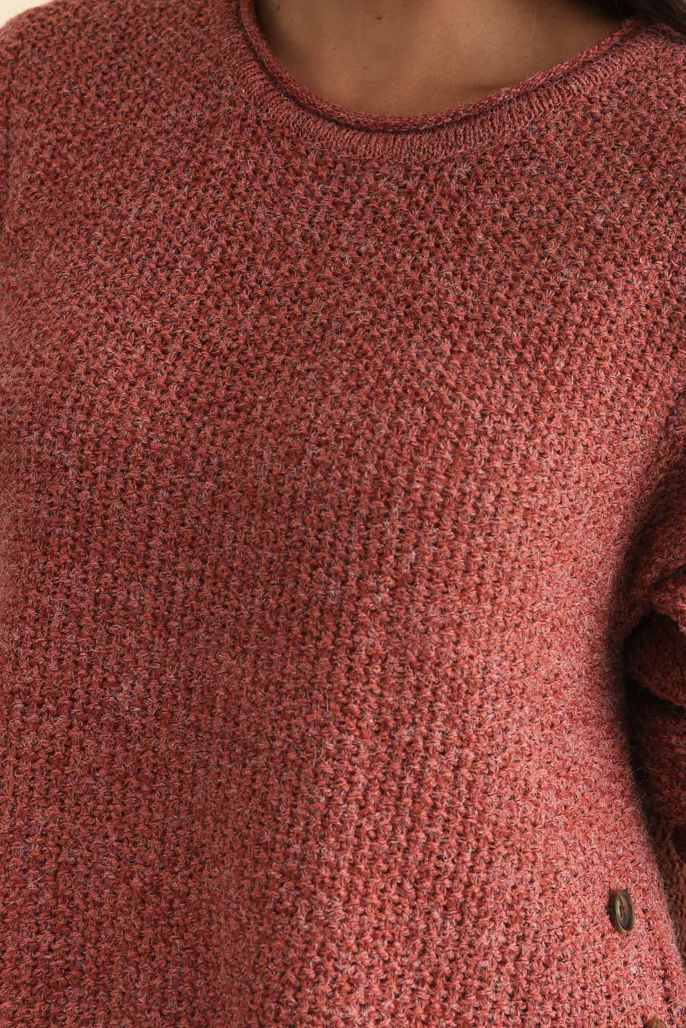 Lucas Rust Knit Button Sweater - Image 5