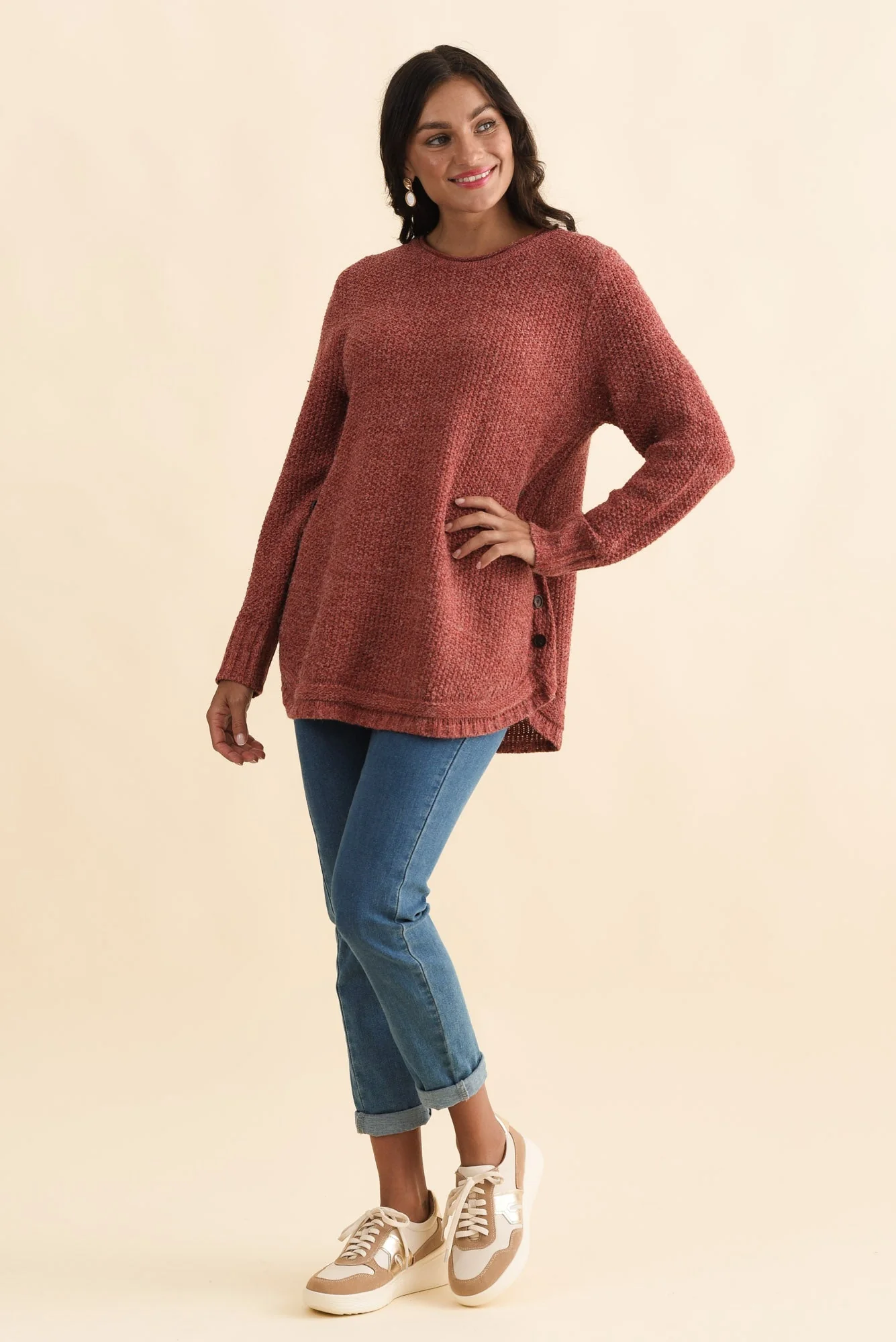 Lucas Rust Knit Button Sweater - Image 6