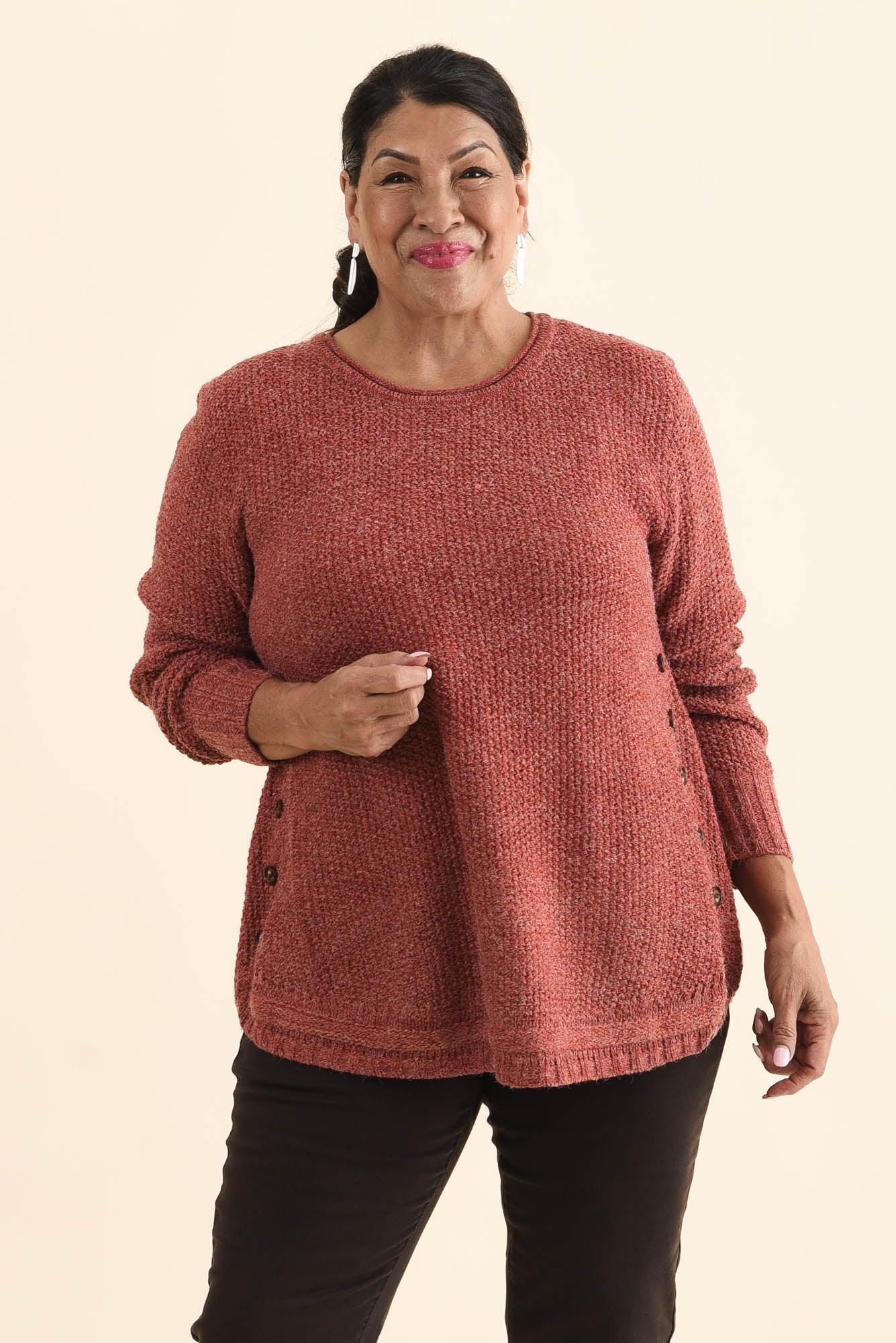 Lucas Rust Knit Button Sweater - Image 7
