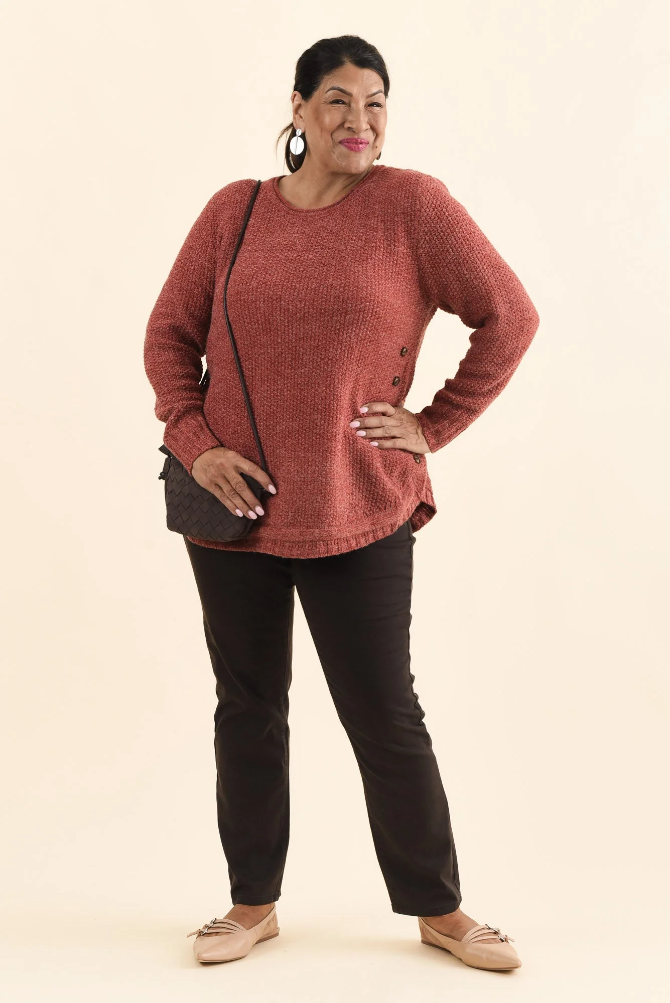 Lucas Rust Knit Button Sweater - Image 8