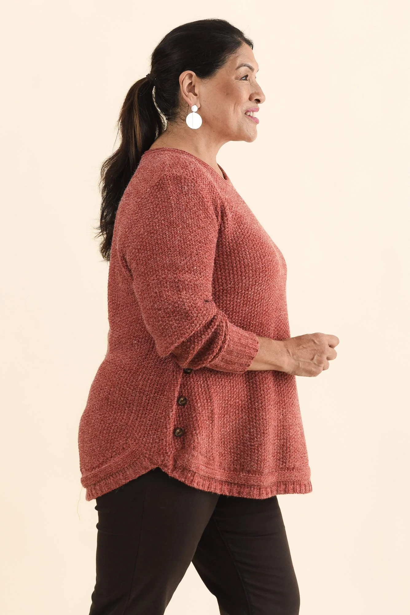 Lucas Rust Knit Button Sweater - Image 9