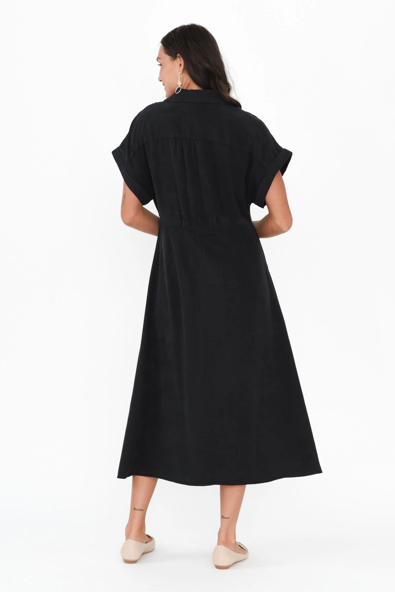 Lucia Black Linen Blend Belted Dress - Image 4