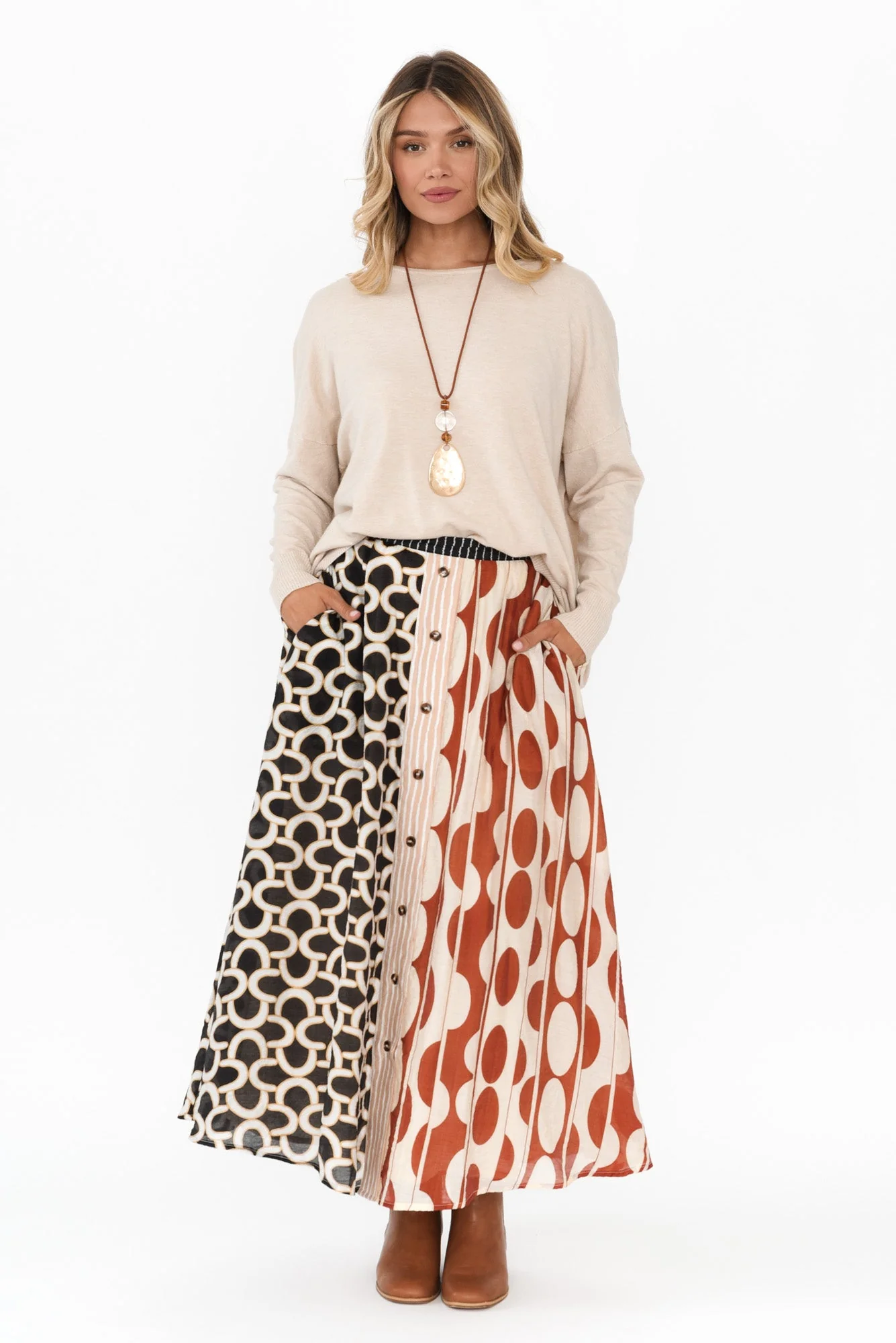 Lucie Blush Geo Button Up Skirt - Image 6