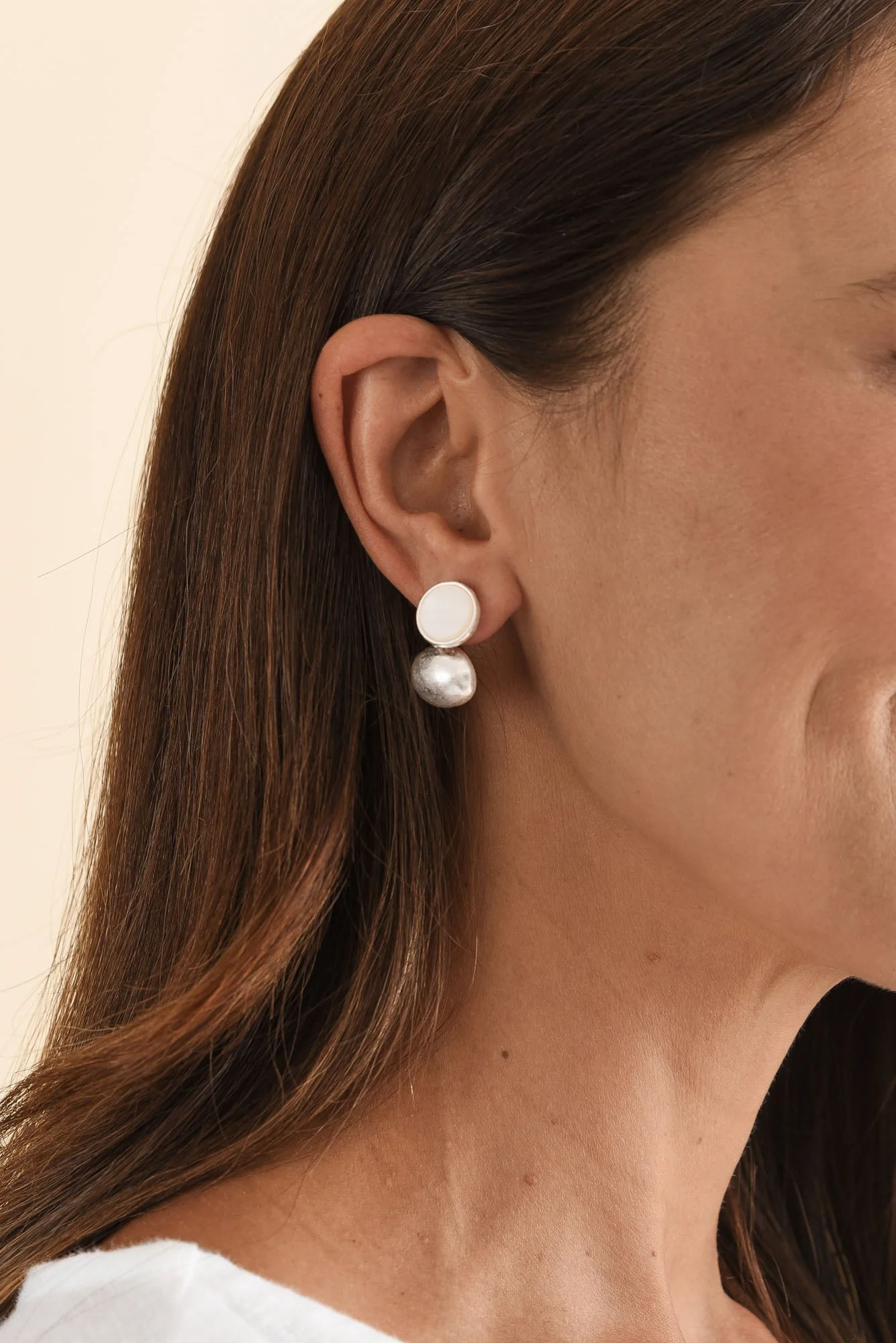 Lucine Silver Ball Drop Earrings - Image 2