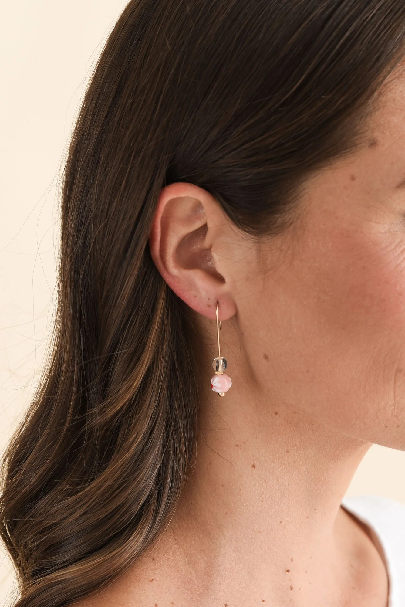 Lucky Pink Flower Hook Earrings - Image 2