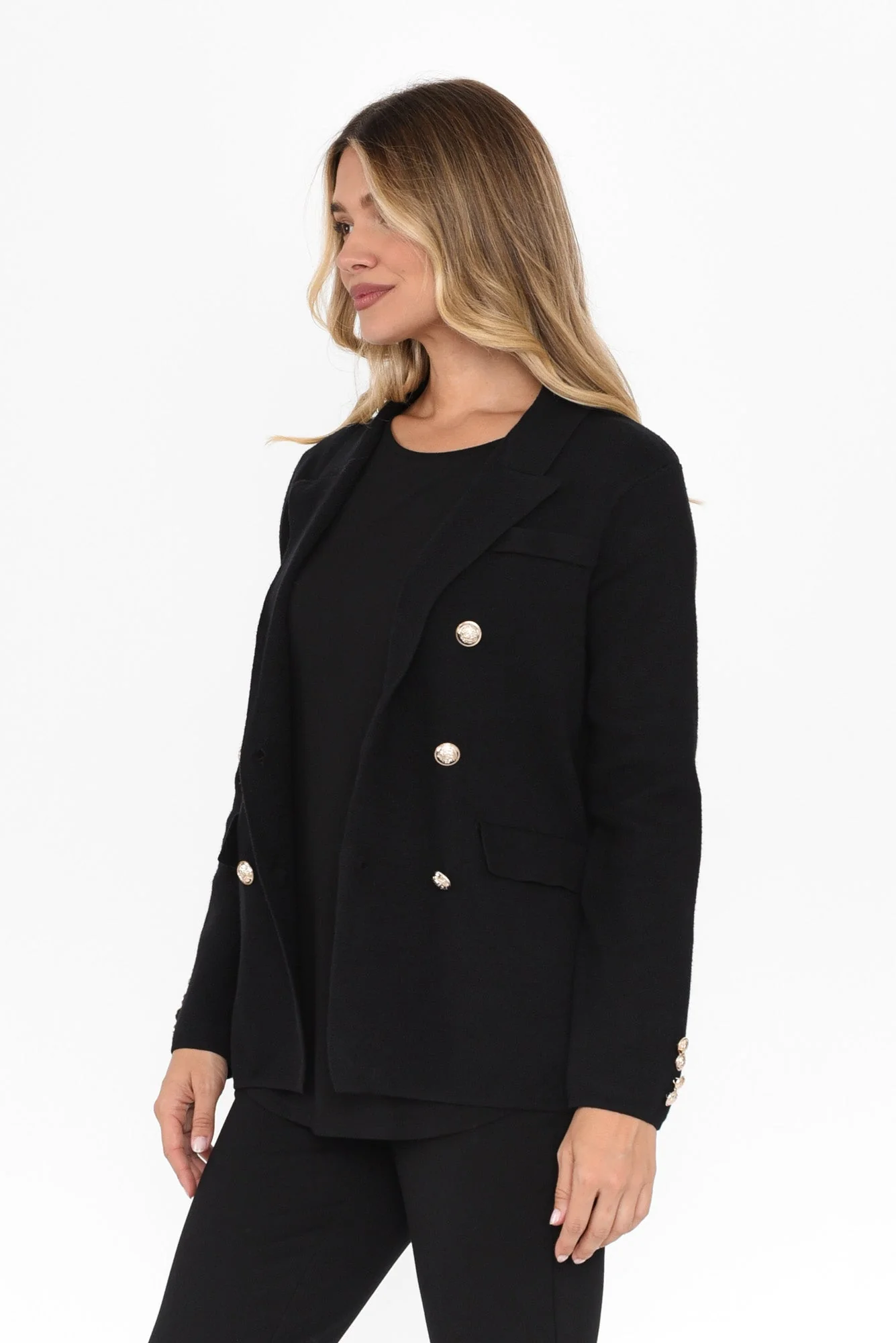 Lucy Black Double Breasted Jacket - Image 3