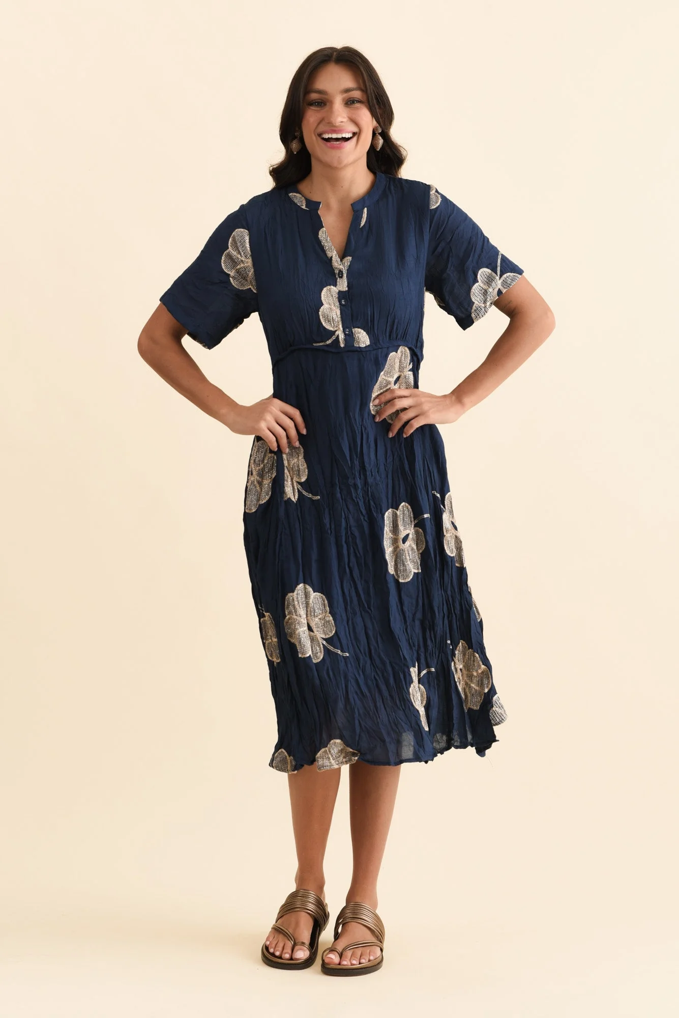 Lucy Navy Flower Pocket Dress - Image 2