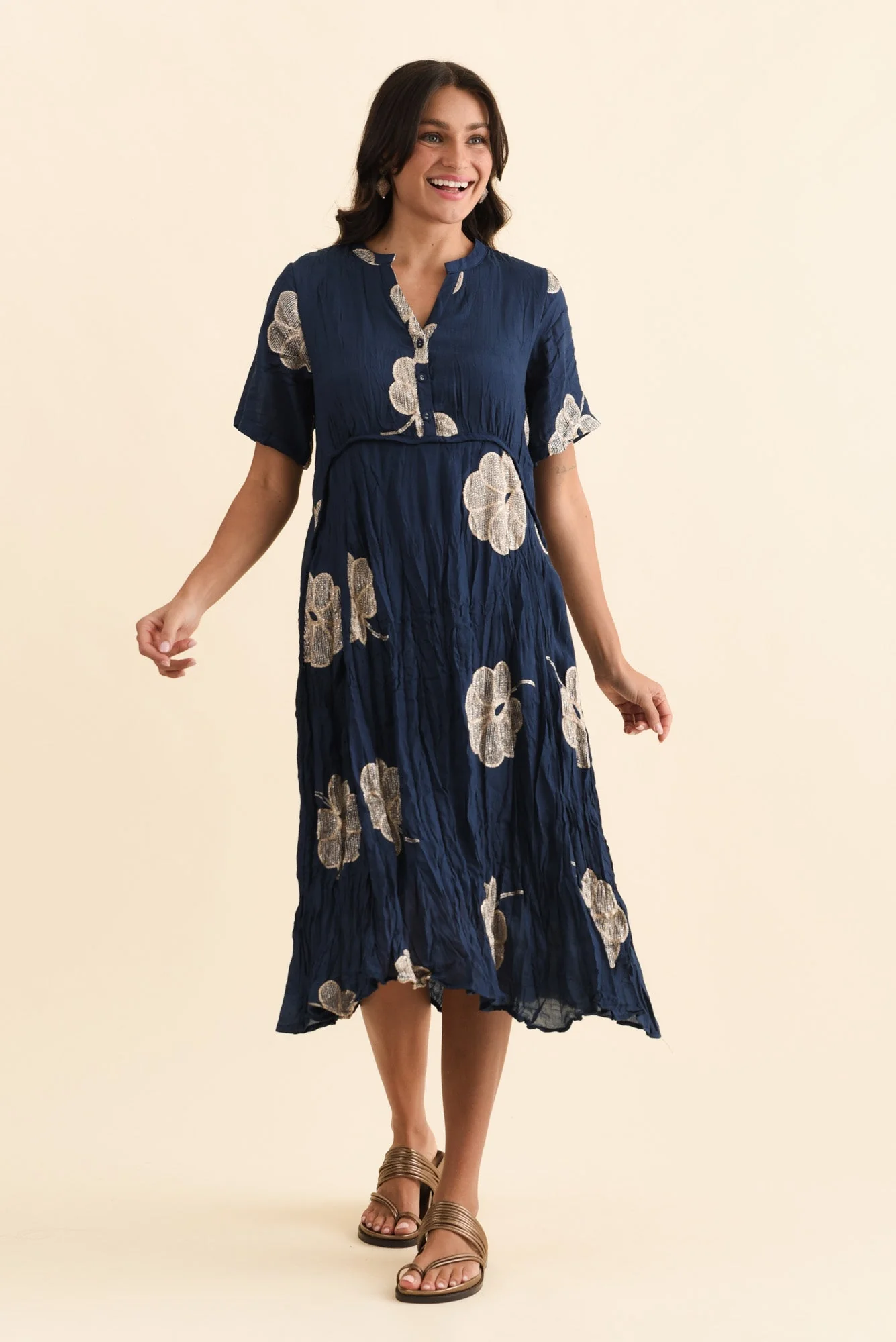 Lucy Navy Flower Pocket Dress - Image 6