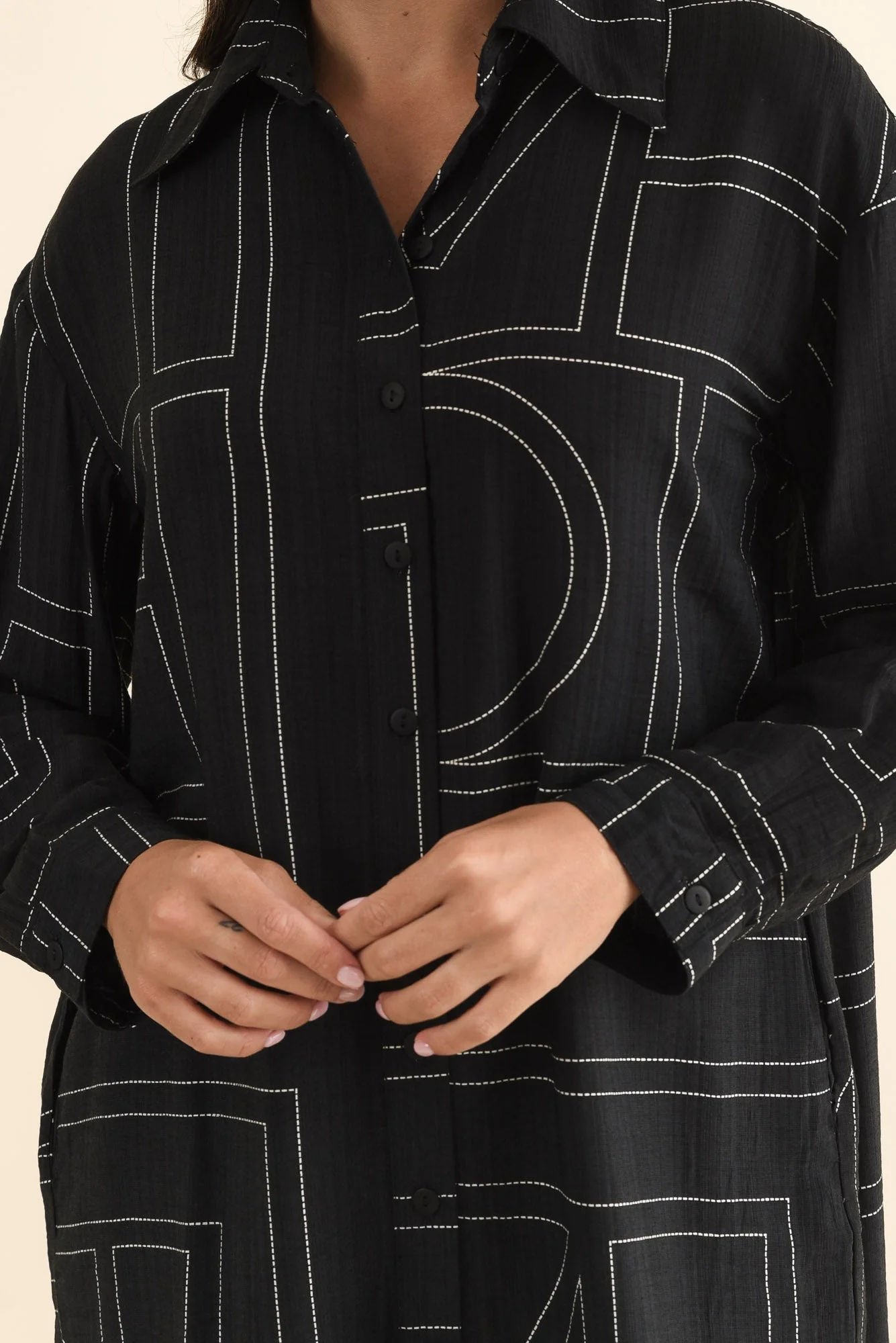 Luke Black Abstract Collared Tunic - Image 5