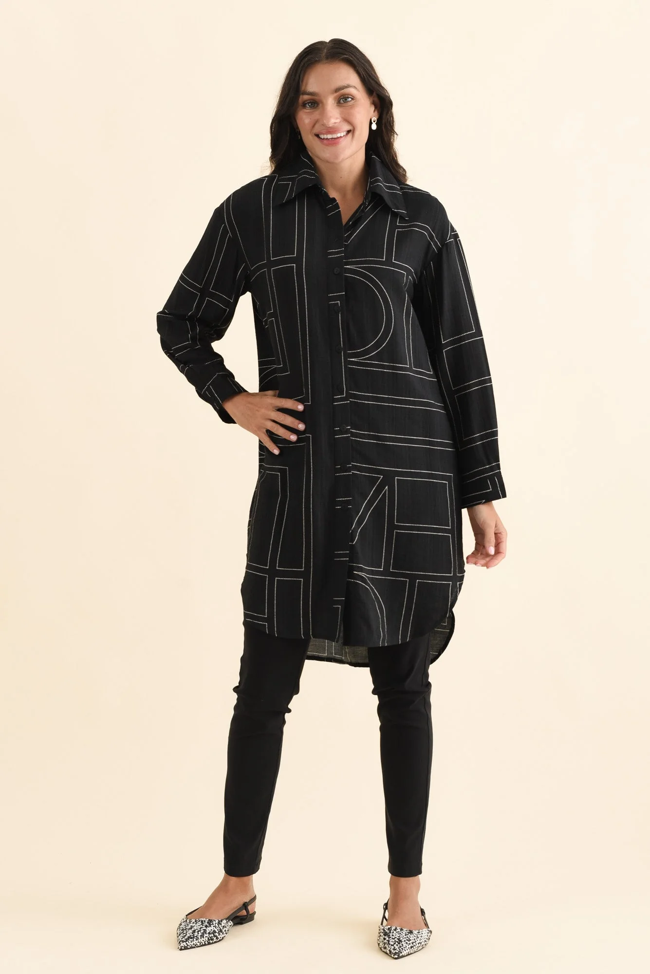 Luke Black Abstract Collared Tunic - Image 6