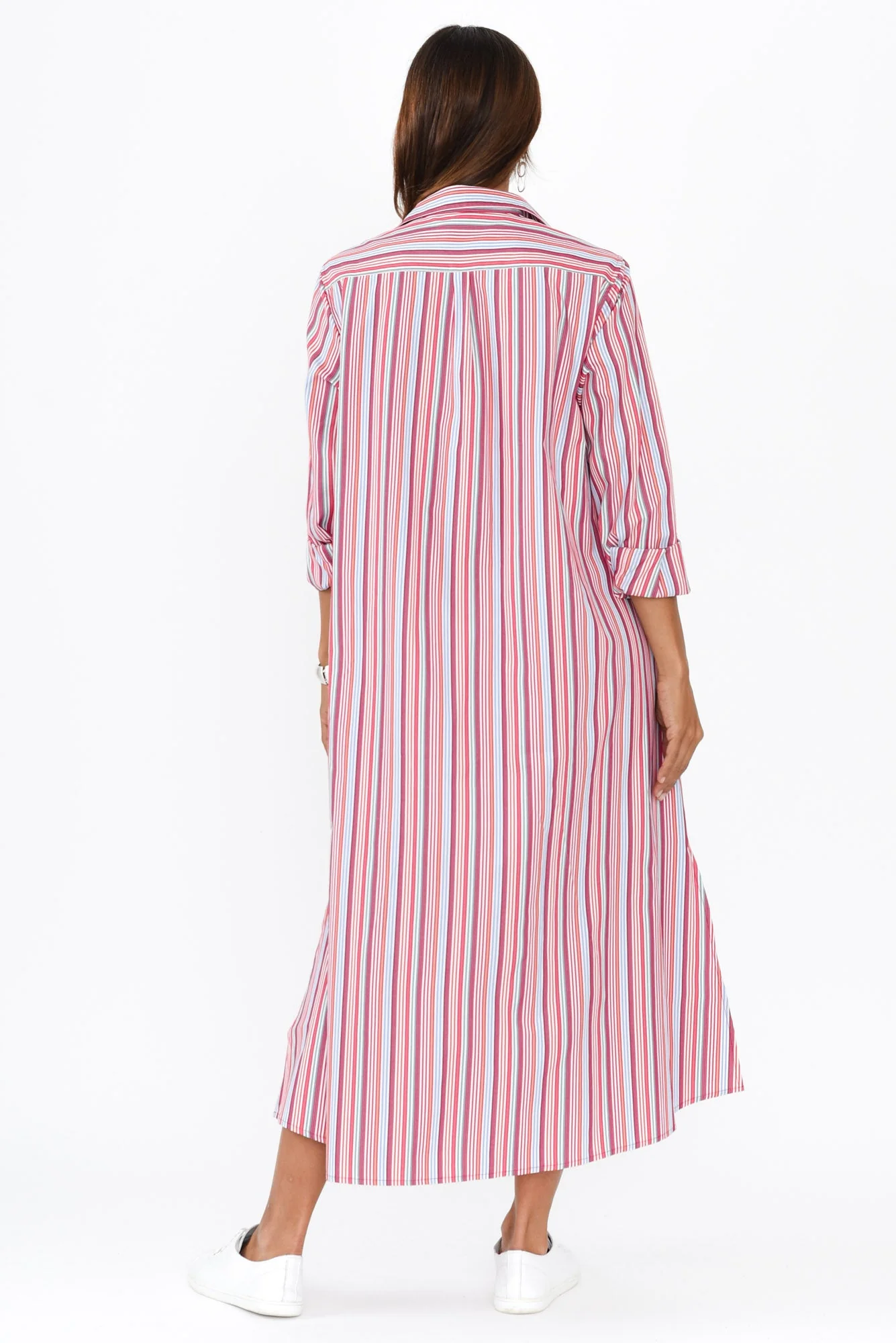 Lunella Red Stripe Cotton Blend Dress - Image 4