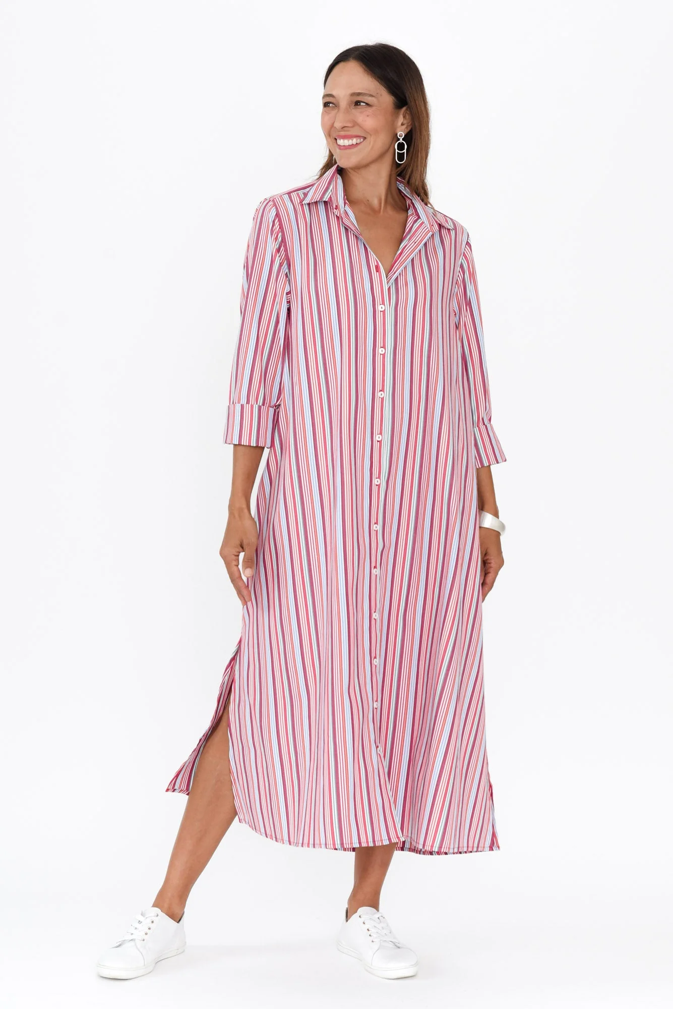 Lunella Red Stripe Cotton Blend Dress - Image 6