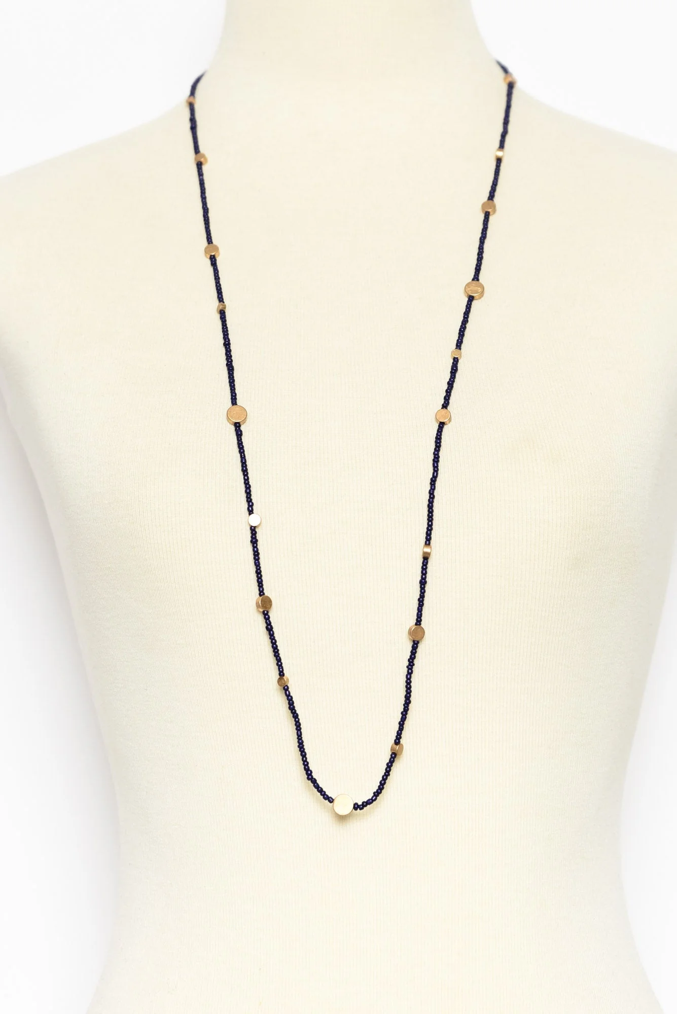 Lura Navy Beaded Necklace - Image 2