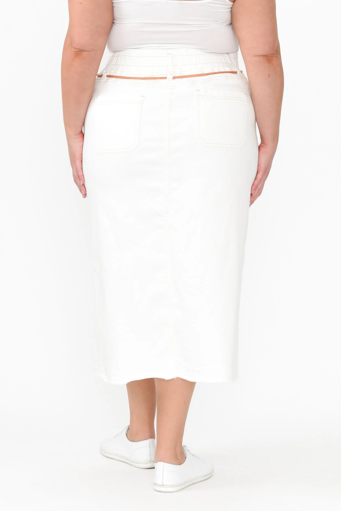 Lusia Ivory Denim Tie Skirt - Image 12