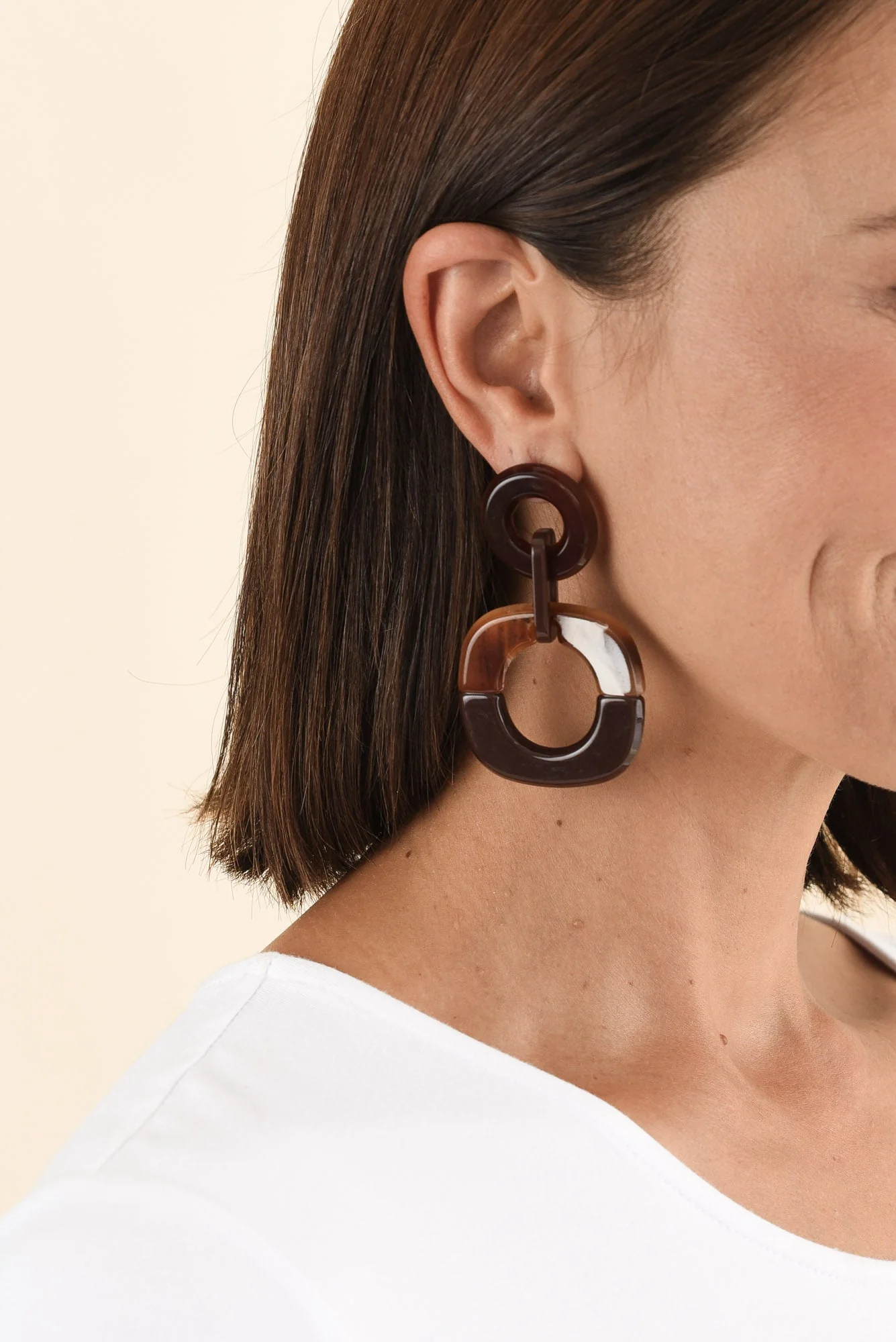 Lydalia Brown Geo Resin Drop Earrings - Image 2