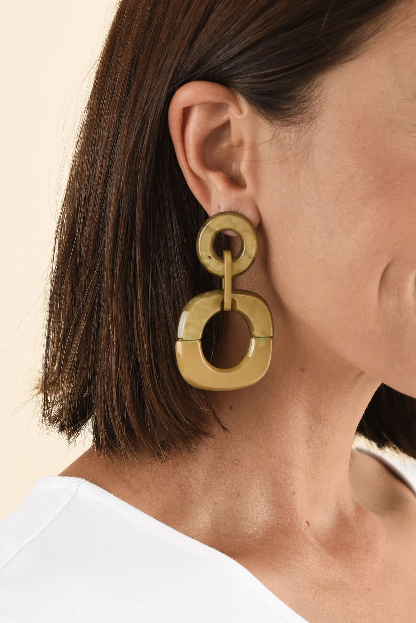 Lydalia Green Geo Resin Drop Earrings - Image 2