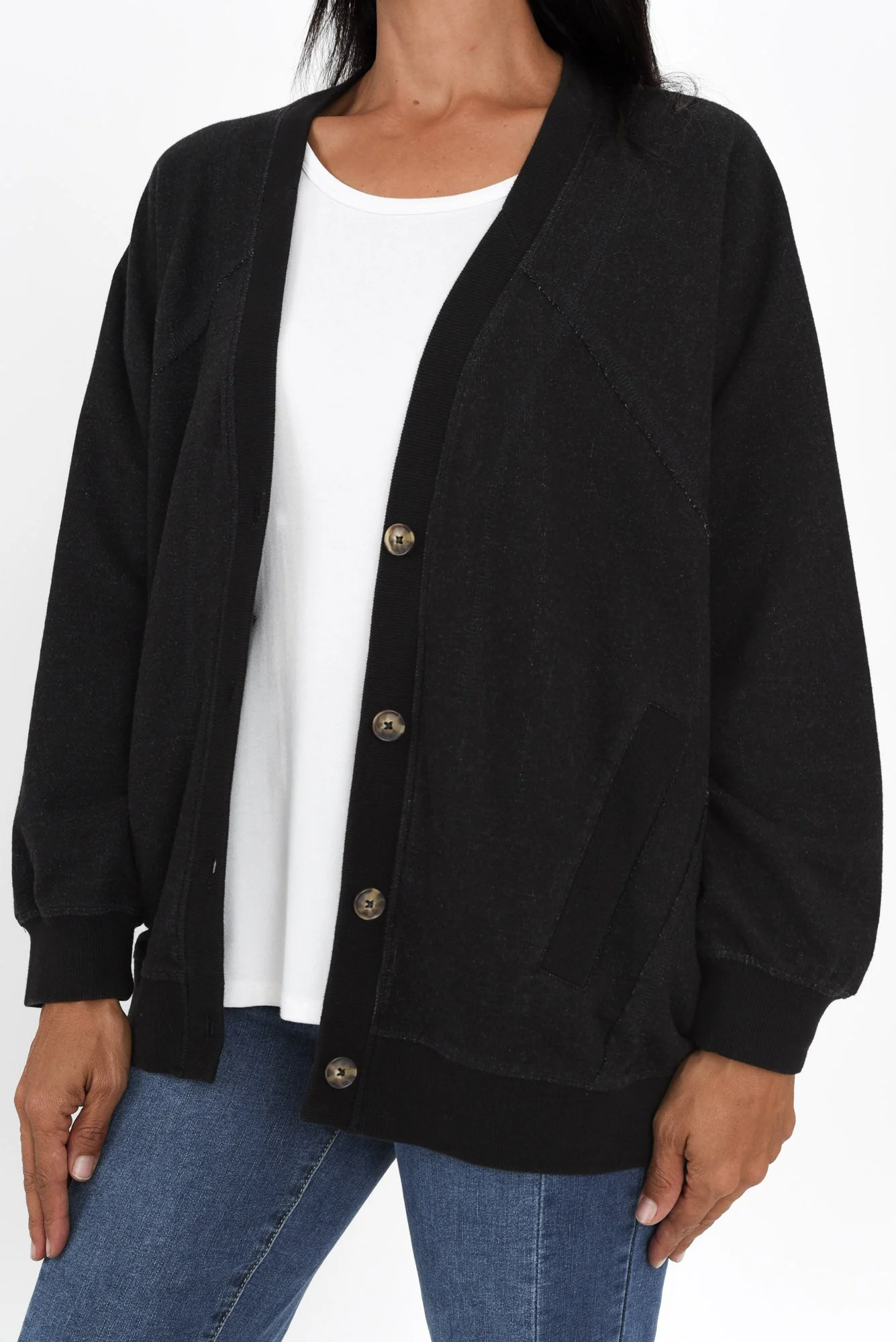 Lydia Black Cotton Cardigan - Image 5