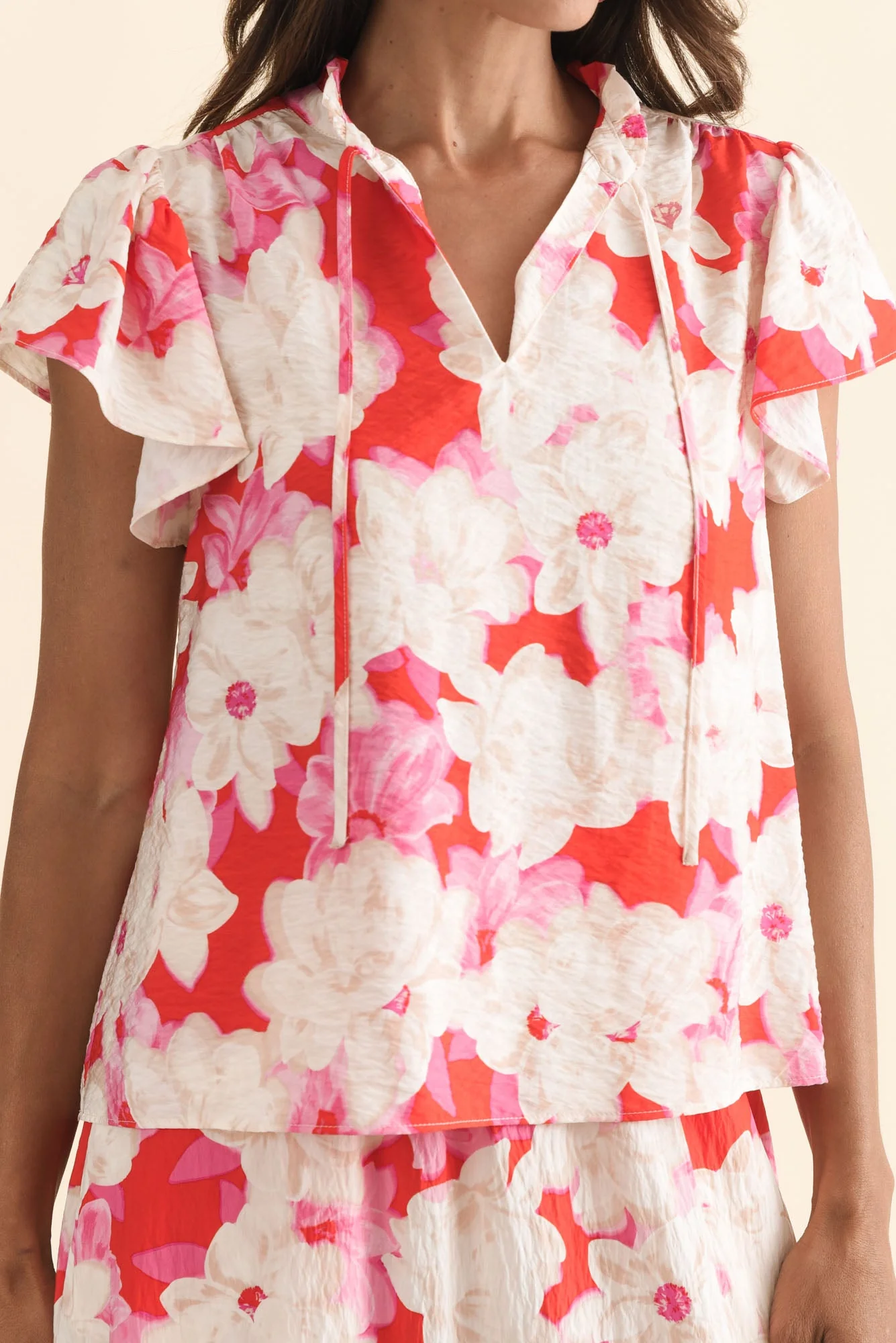 Lyra Red Floral Tie Top - Image 5