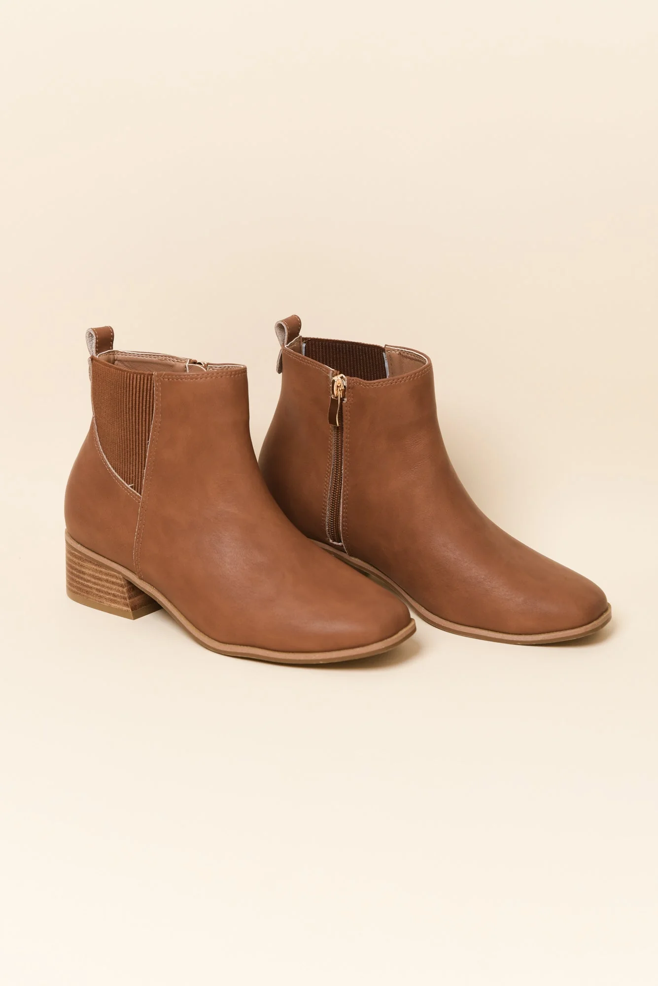 Lyra Tan Leather Heeled Boot - Image 3