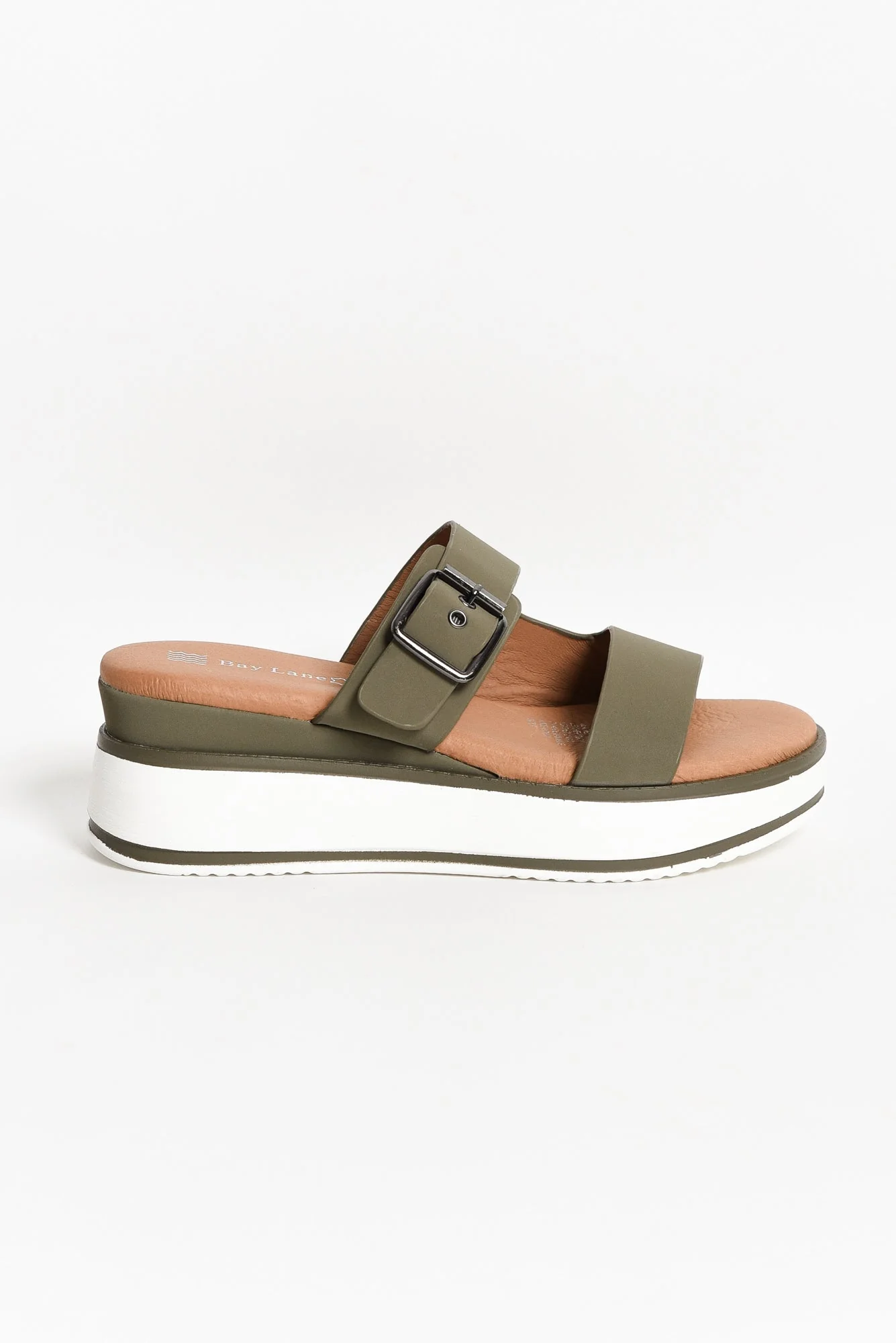 Lyst Olive Leather Buckle Platform Slide - Image 2