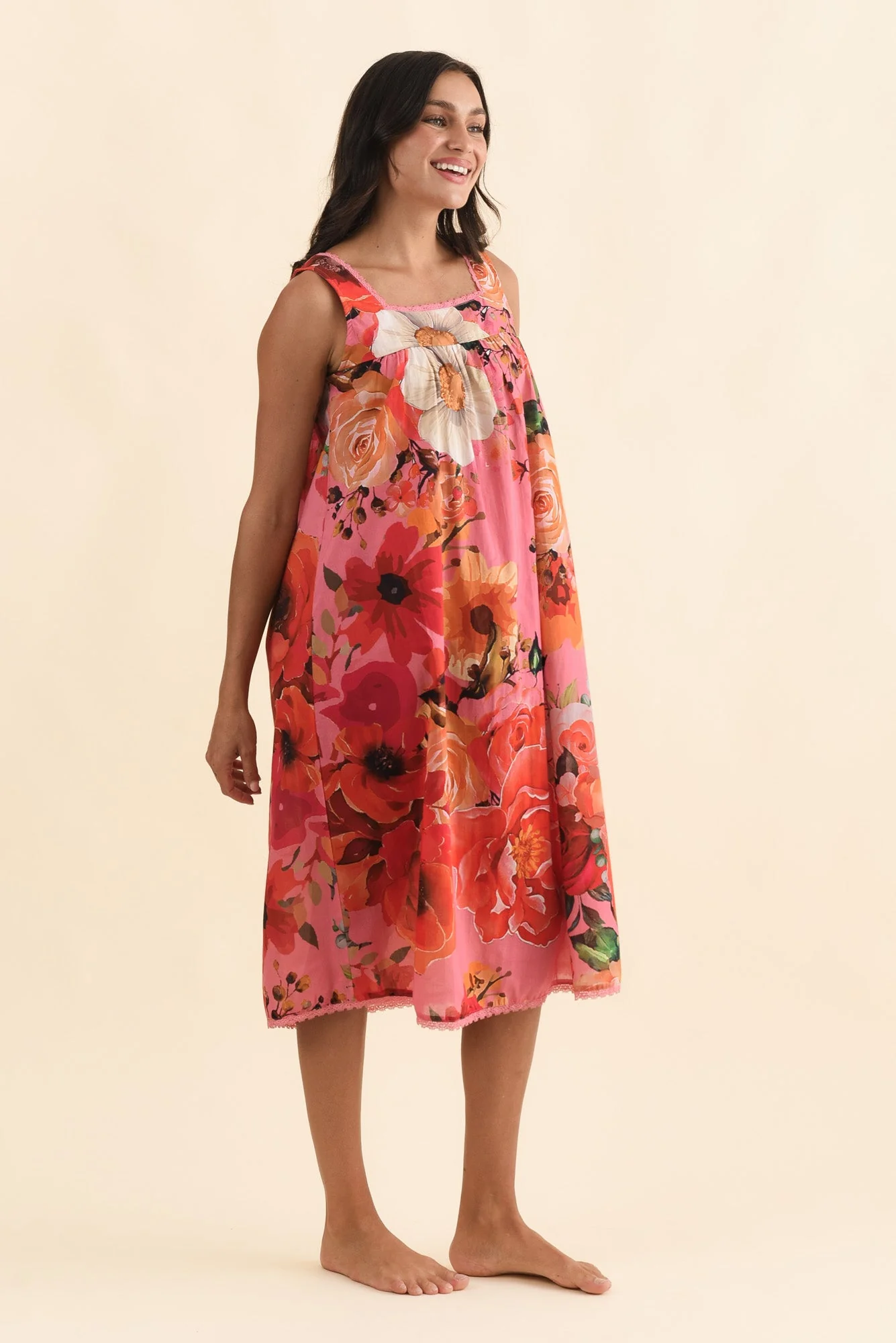 Mabella Pink Rose Cotton Nightie - Image 3