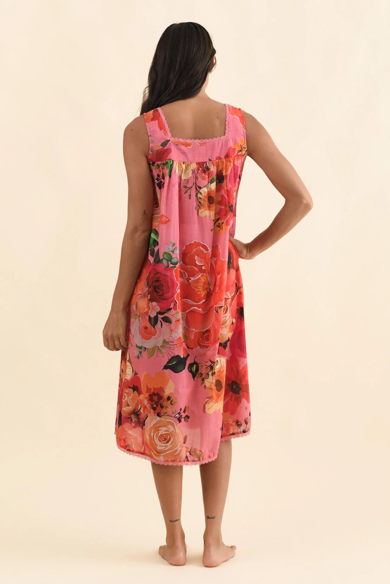 Mabella Pink Rose Cotton Nightie - Image 4