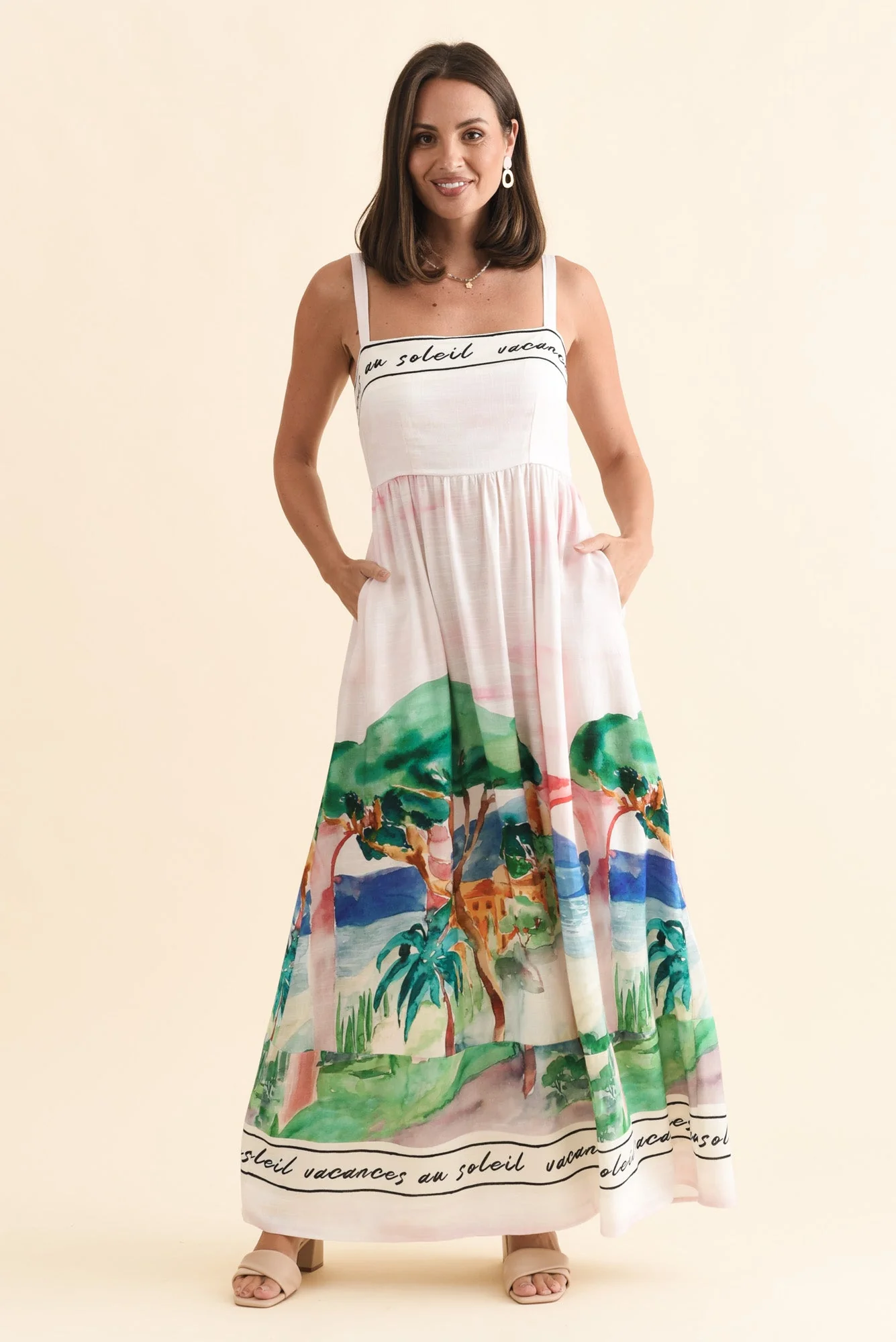 Maci White Tropical Linen Blend Dress - Image 2