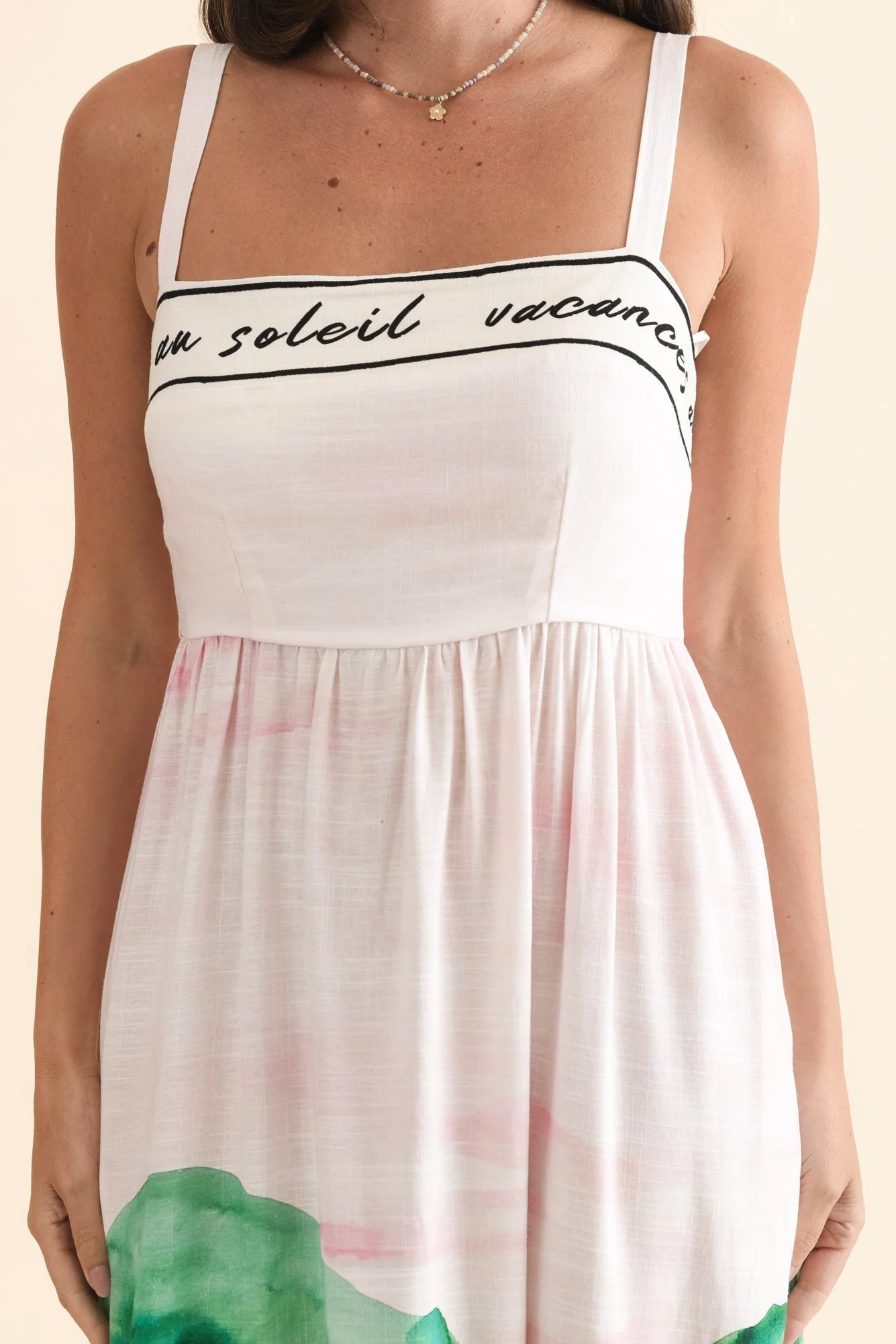 Maci White Tropical Linen Blend Dress - Image 5