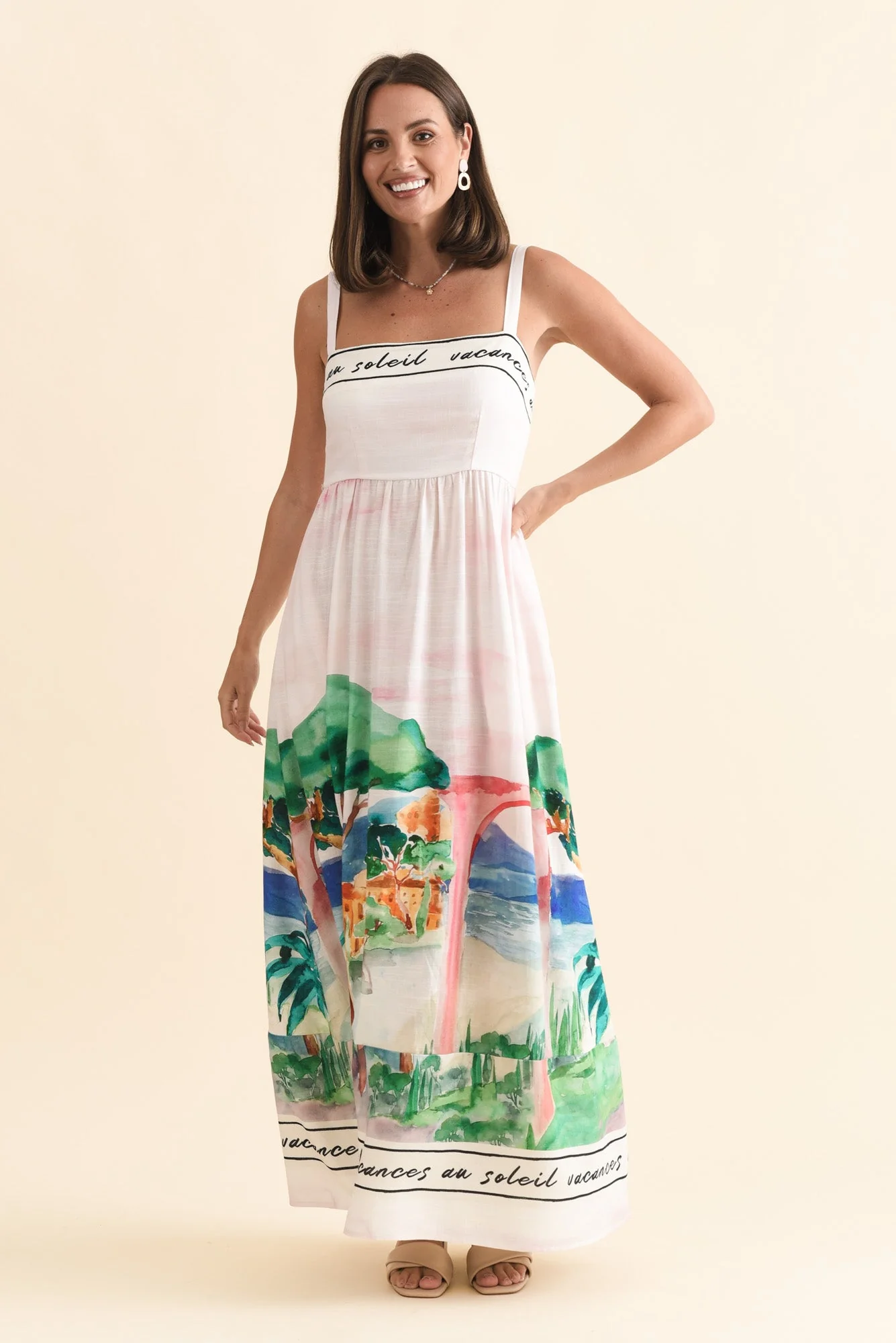Maci White Tropical Linen Blend Dress - Image 6
