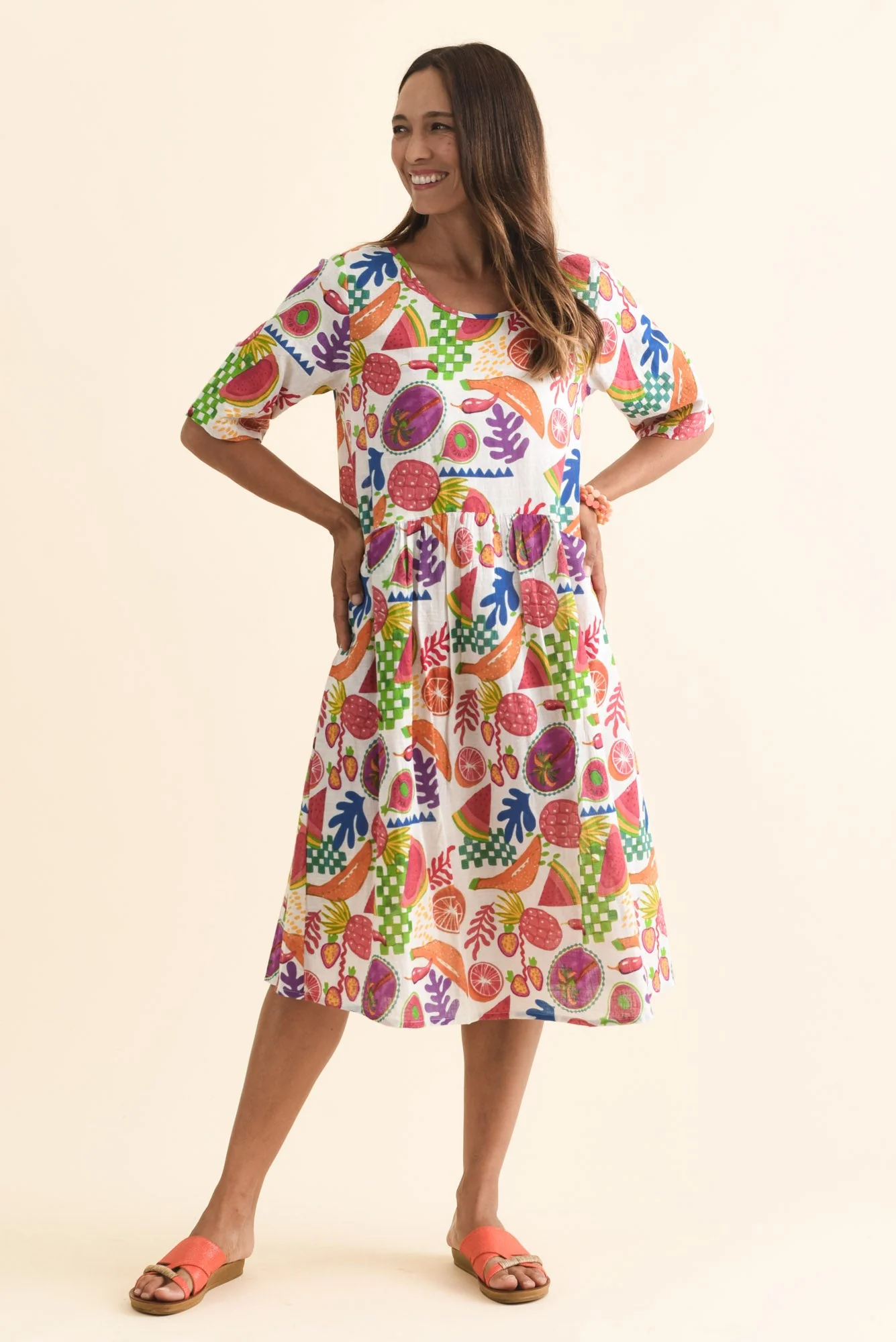 Mackie White Fruity Cotton Pocket Dress - Image 2