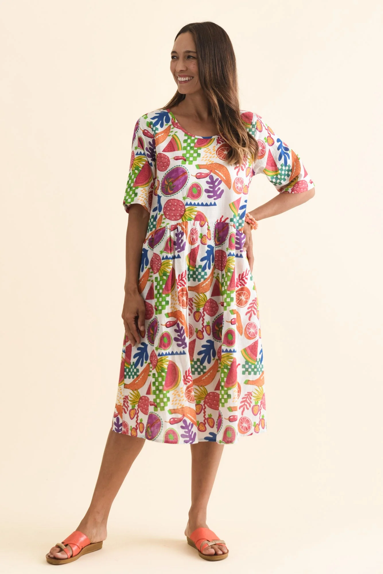 Mackie White Fruity Cotton Pocket Dress - Image 6