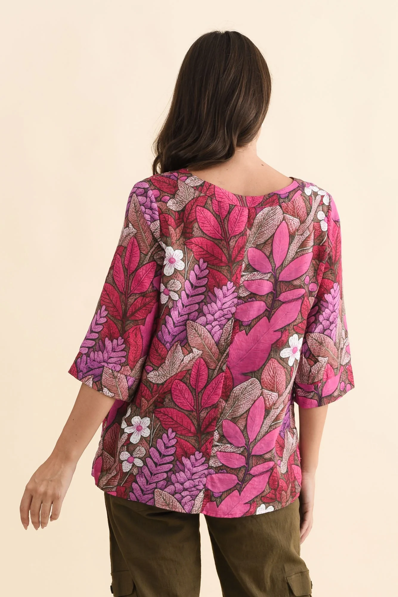 Maddox Pink Flower Cotton Blend Top - Image 5