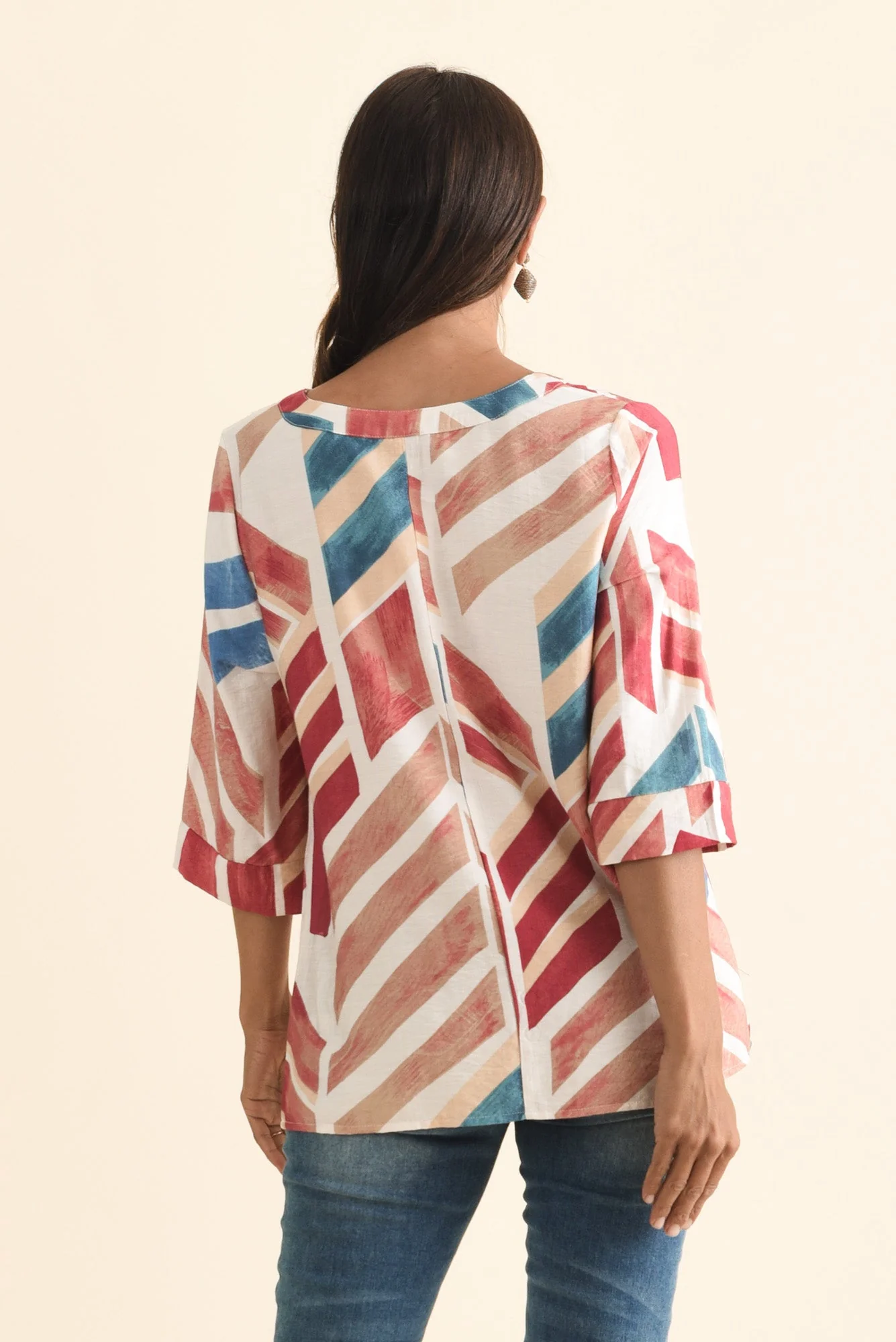 Maddox Pink Mosaic Cotton Blend Top - Image 4