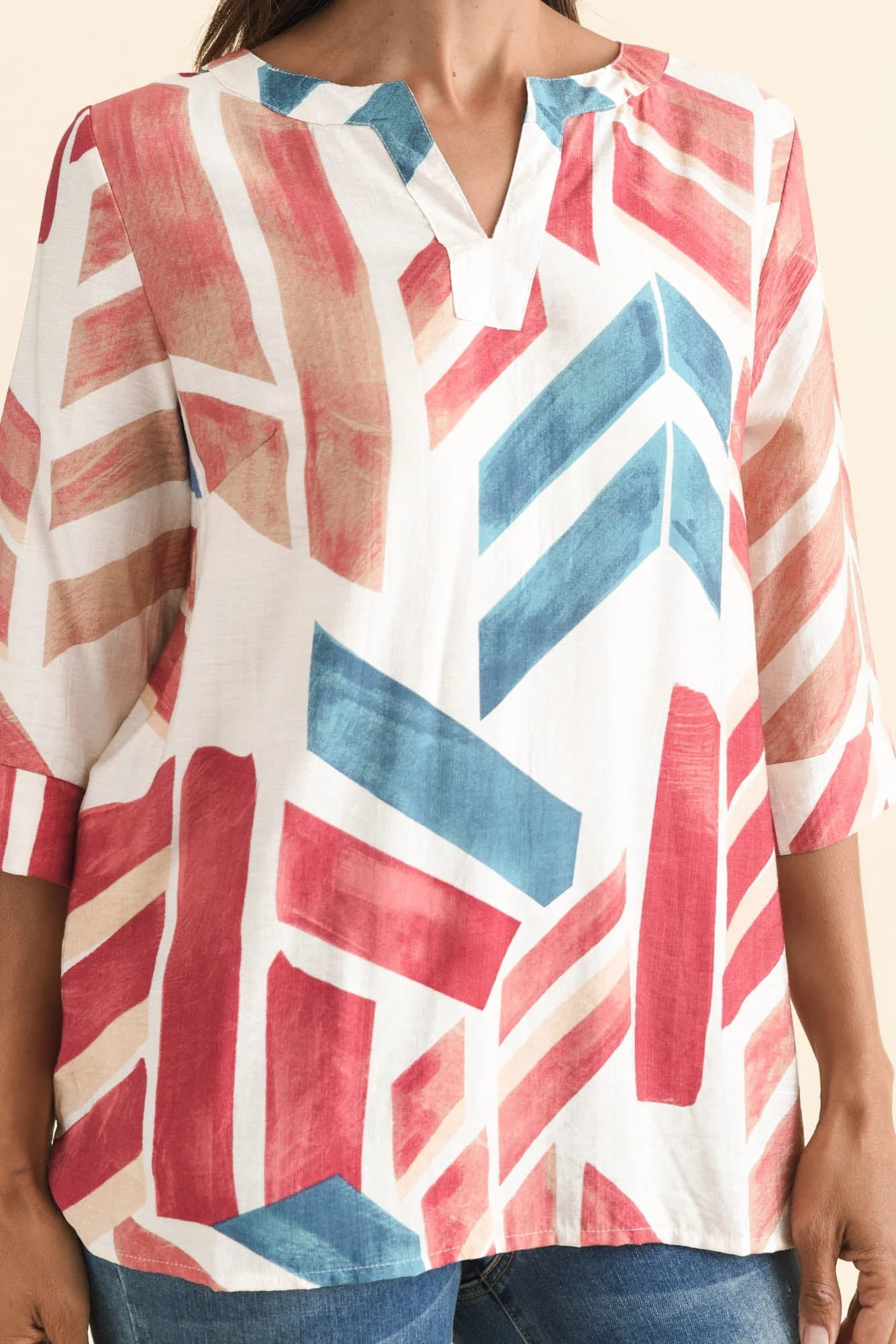 Maddox Pink Mosaic Cotton Blend Top - Image 5