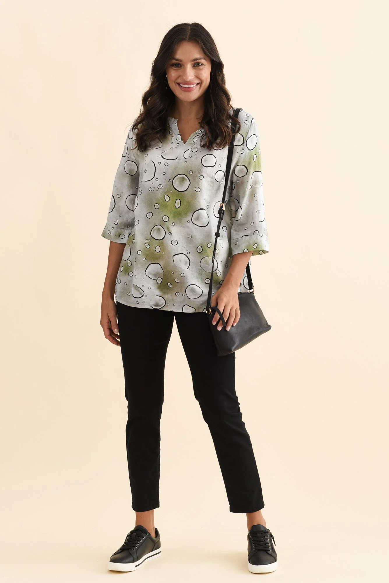 Maddox Sage Bubble Cotton Blend Top - Image 2