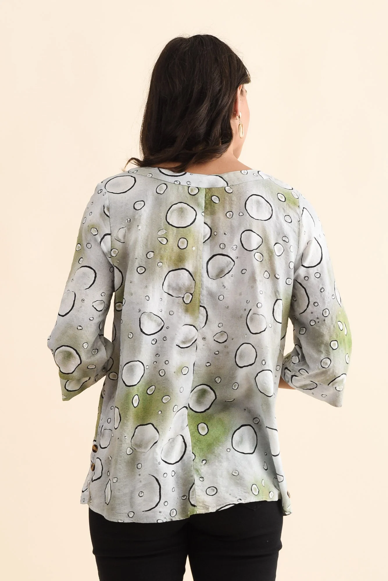Maddox Sage Bubble Cotton Blend Top - Image 4