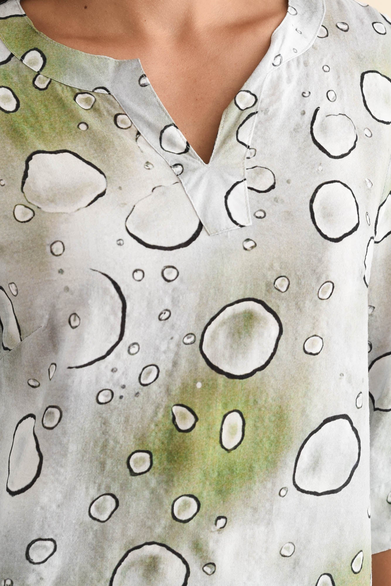 Maddox Sage Bubble Cotton Blend Top - Image 5