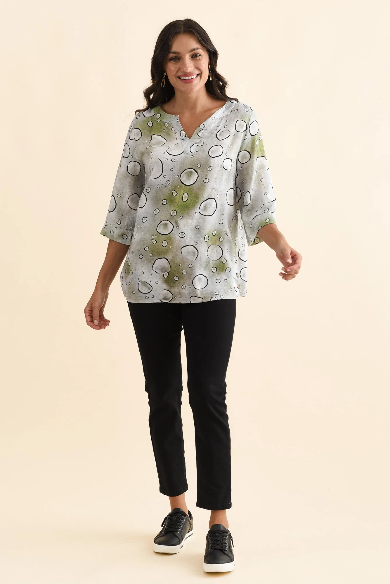 Maddox Sage Bubble Cotton Blend Top - Image 6