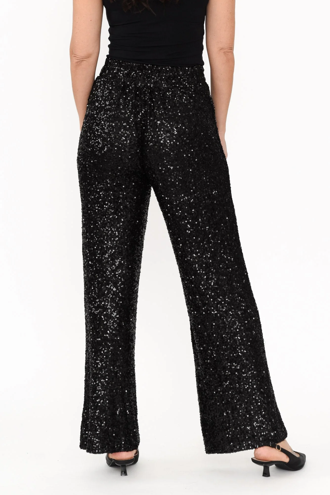 Mae Black Sequin Wrap Pants - Image 6