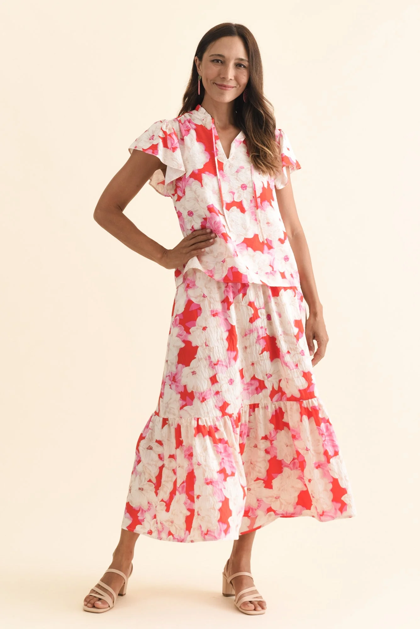 Maggie Red Floral Pocket Skirt - Image 2