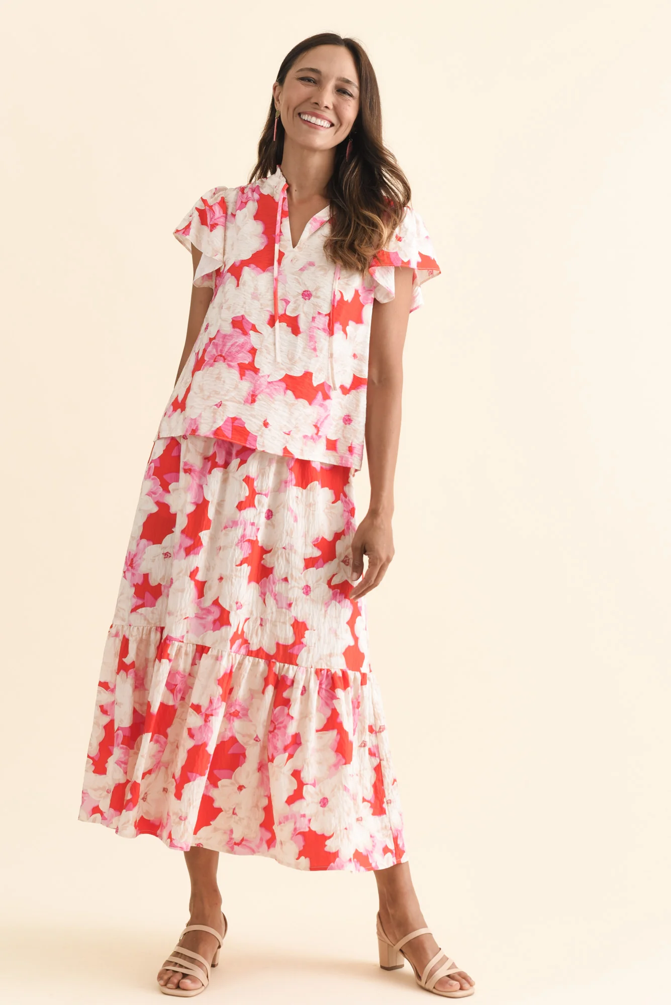 Maggie Red Floral Pocket Skirt - Image 6