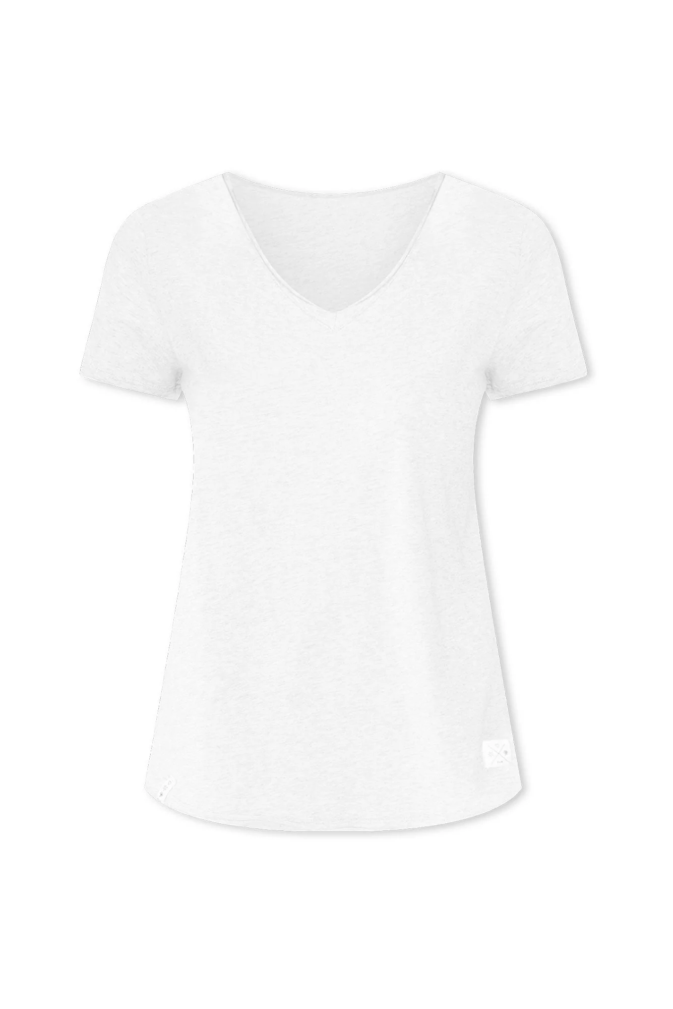 Maggie White Cotton Vee Tee - Image 2