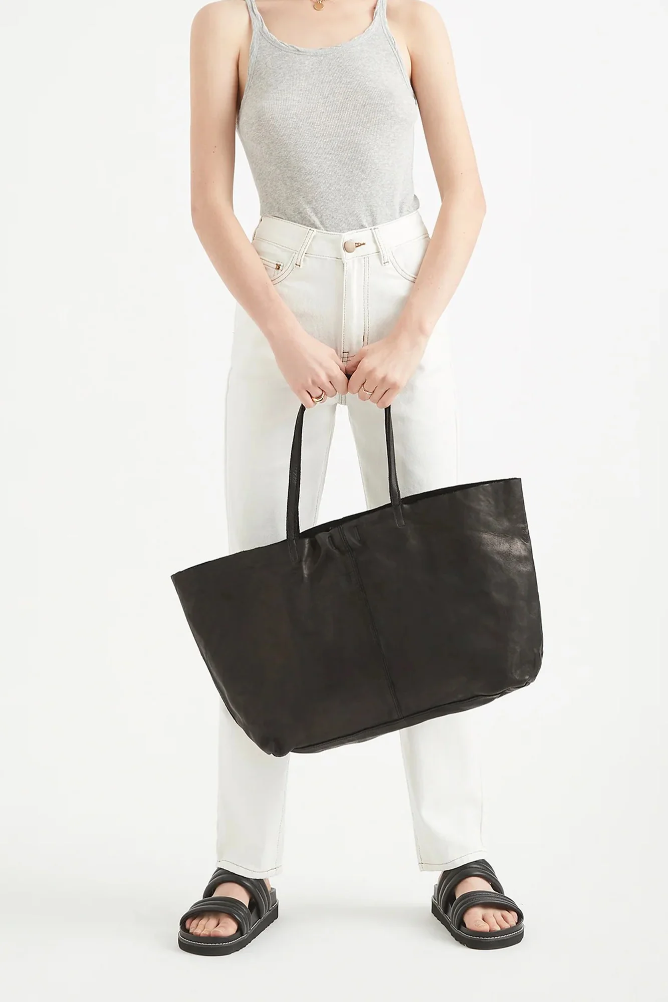 Makalu Black Large Leather Tote Bag - Image 2