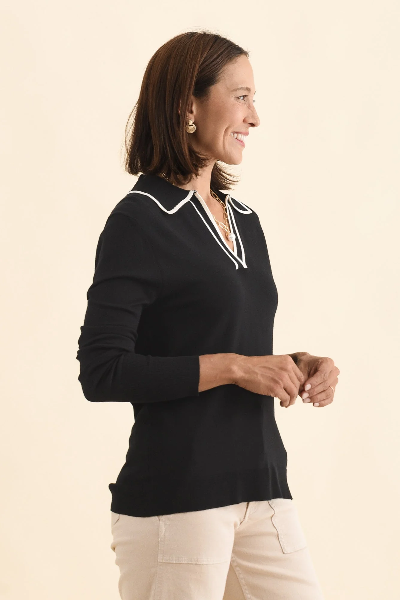 Makenna Black Collared Knit Top - Image 3
