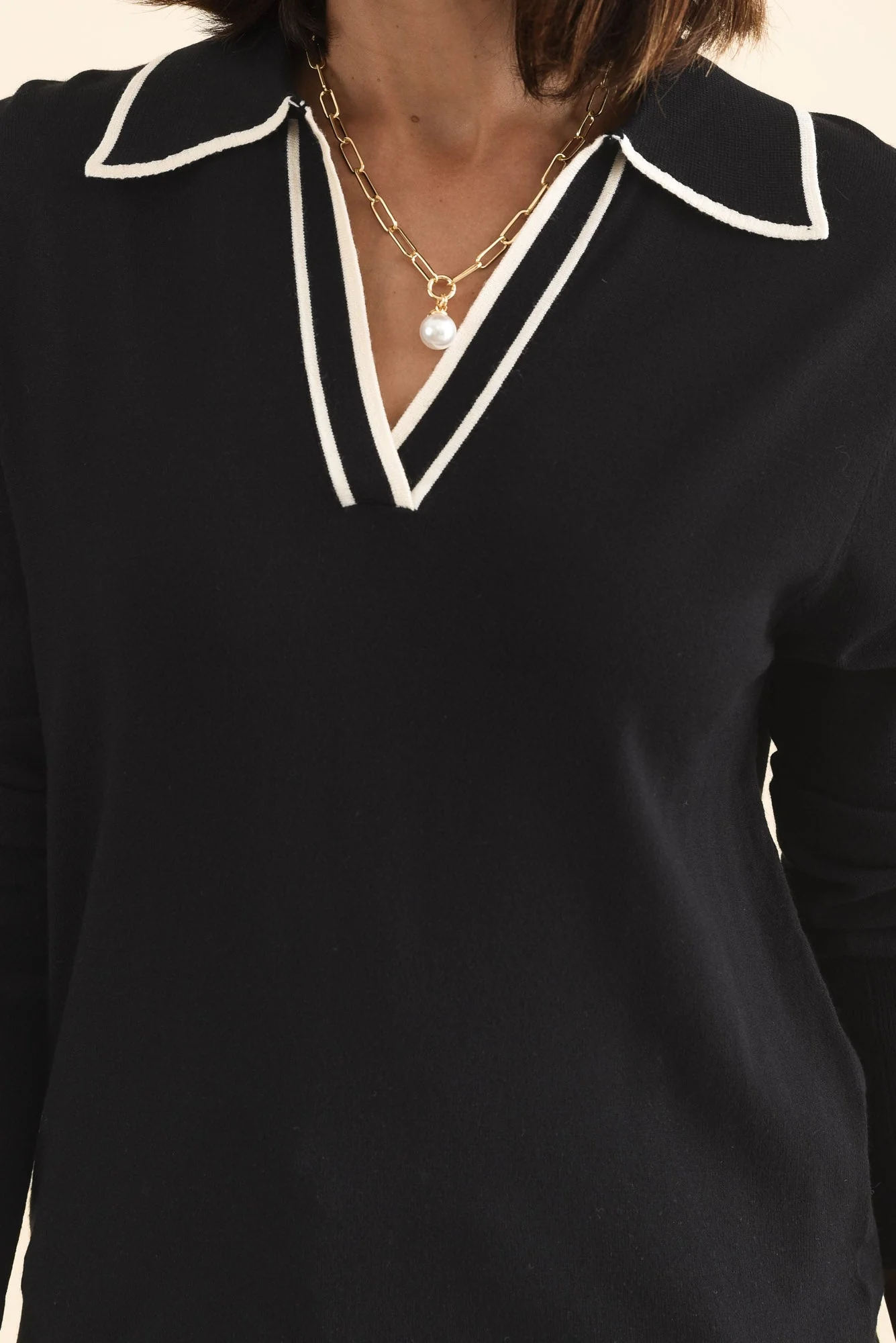 Makenna Black Collared Knit Top - Image 5