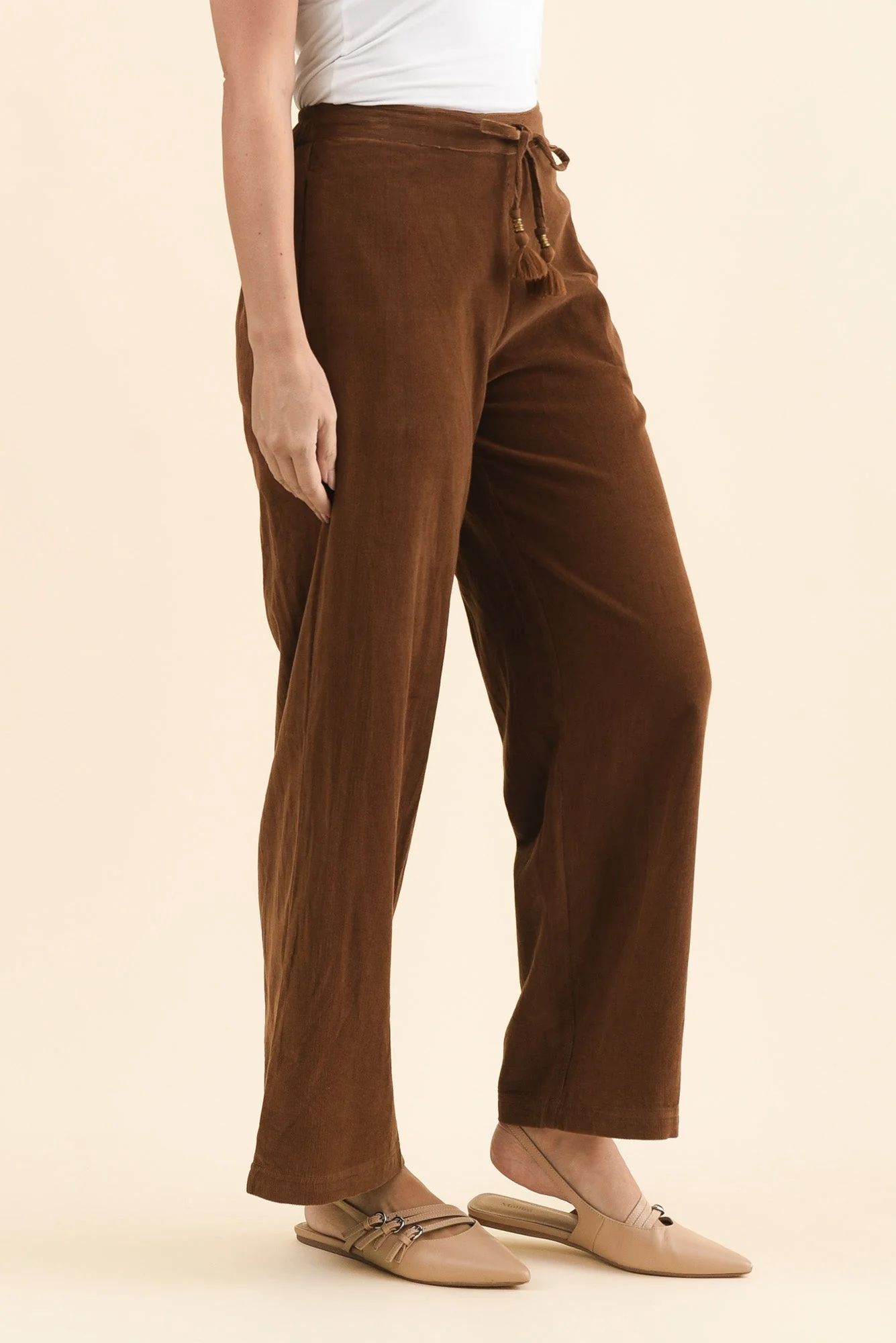 Makenna Brown Corduroy Tassel Pants - Image 3